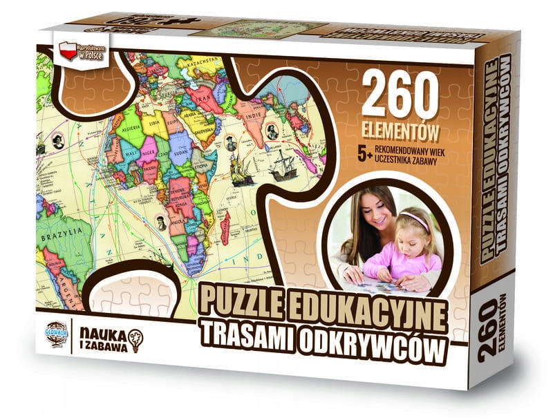 

Puzzle Edukacyjne Trasami Odkrywców Świat Mapa 260