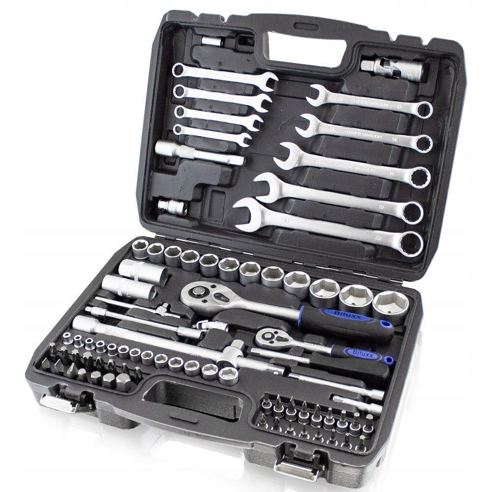 Sada nářadí 82 ks v kufru, nástavce, klíče, bity Torx, ráčny typu uniw