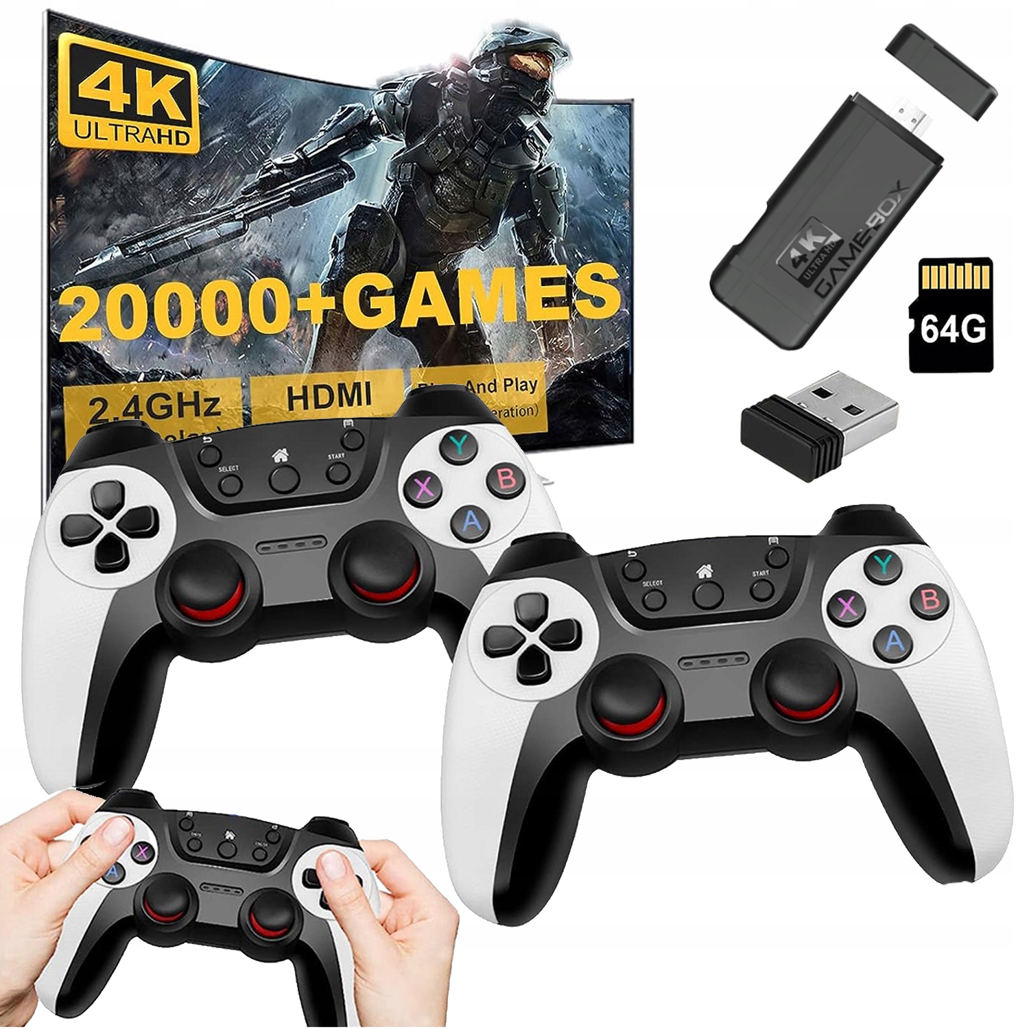 Konsola Retro Do Telewizora Ponad 30 000 Gier Bezprzewodowe Joysticki 2.4G