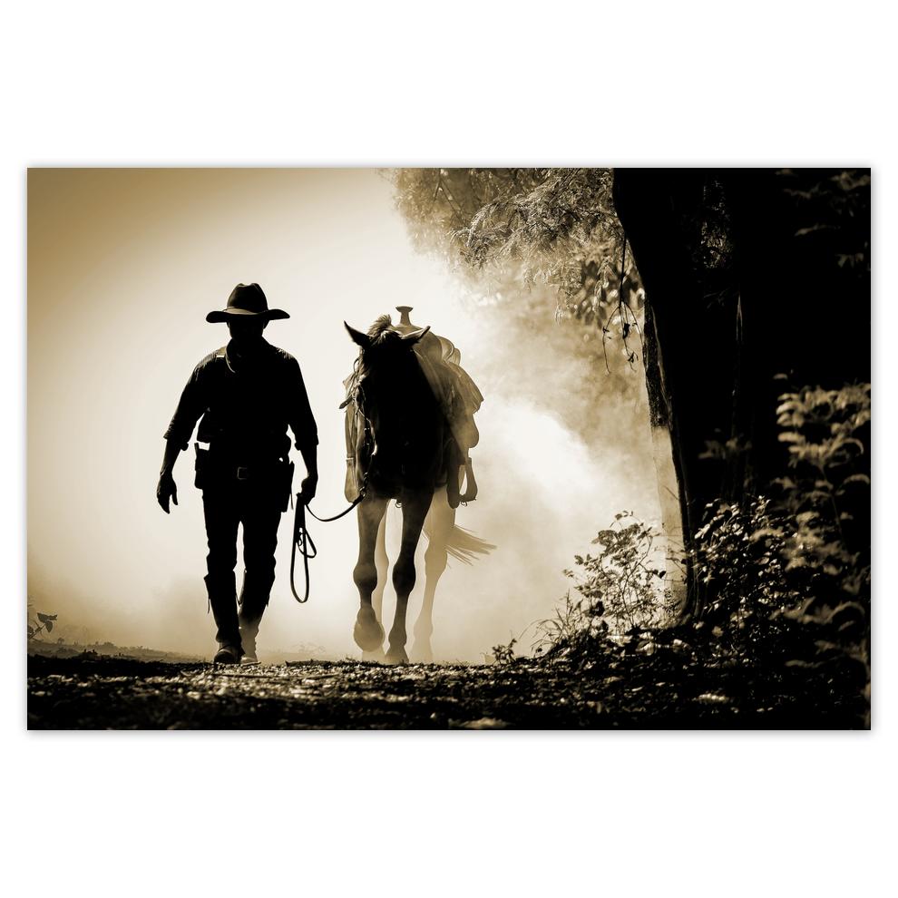 

Plakat 60x40 CowBoy ze swoim koniem