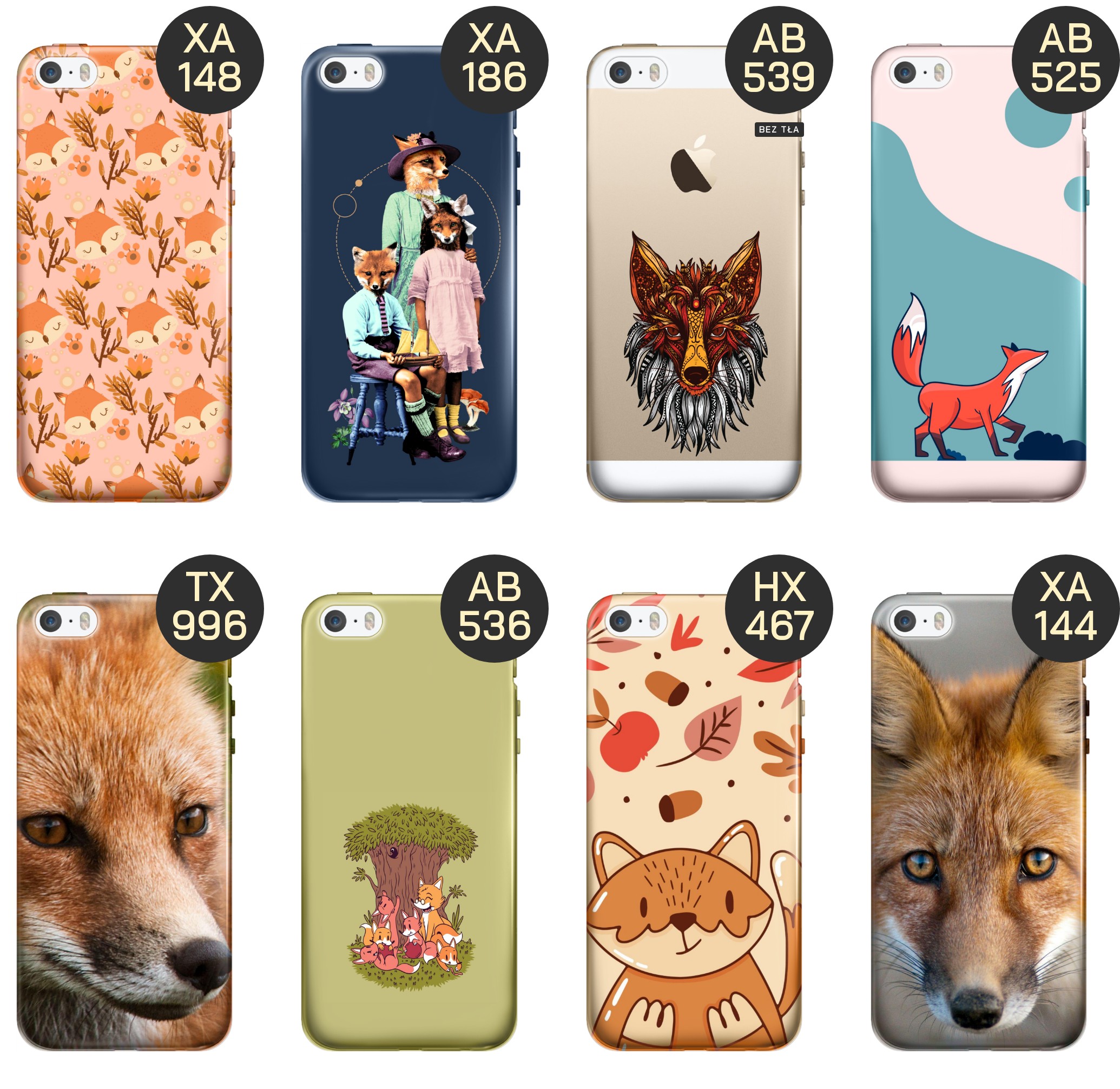 ETUI DO IPHONE 5 / 5S / SE WZORY LISKI LISY FOX OBUDOWA POKROWIEC CASE Typ plecki