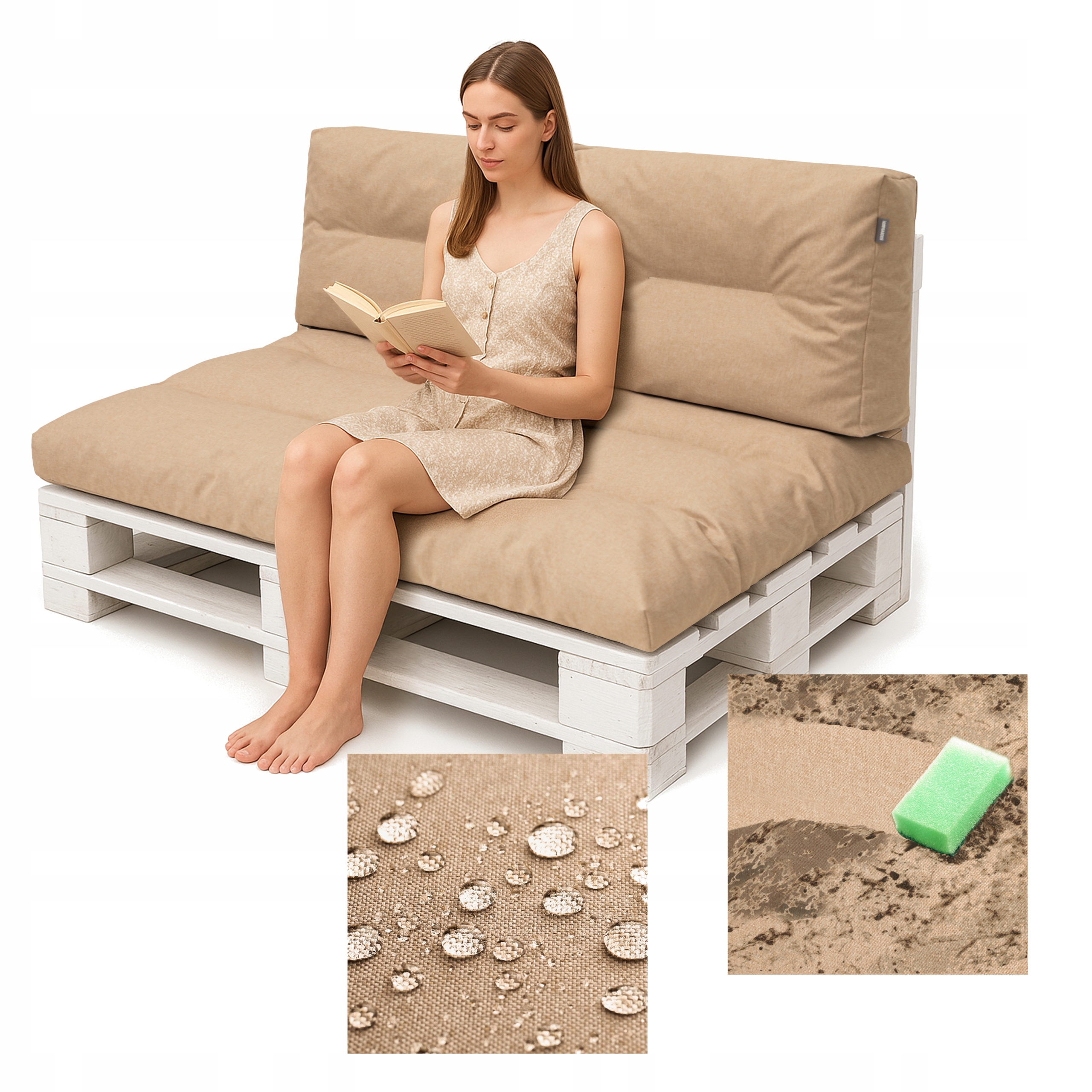 Poduška Na Palety, Sada vankúšov na nábytok z paliet, Vodotesná, 120 x 80 cm