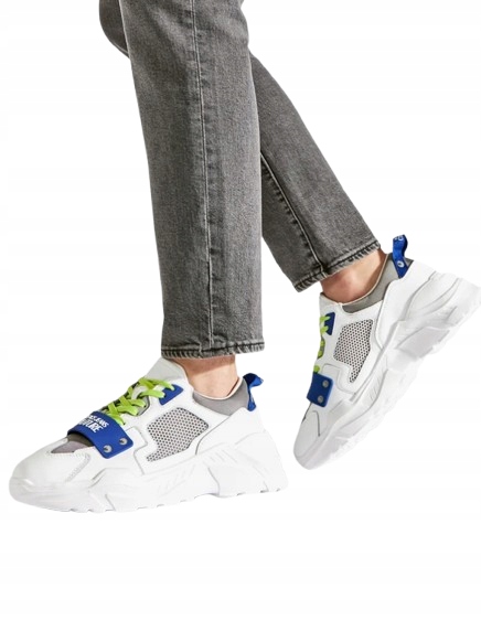 Versace Sportovní Pánské Bílé Kožené Tenisky S Modrým Pruhem 45 T7E