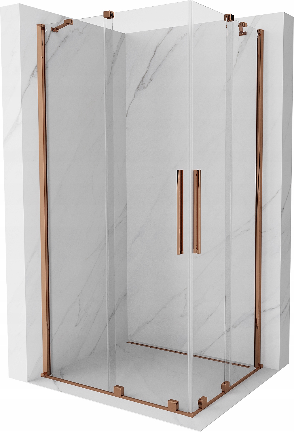 Sprchový kout Mexen Velar Duo 90x80 cm, Průhledné, Růžové zlato