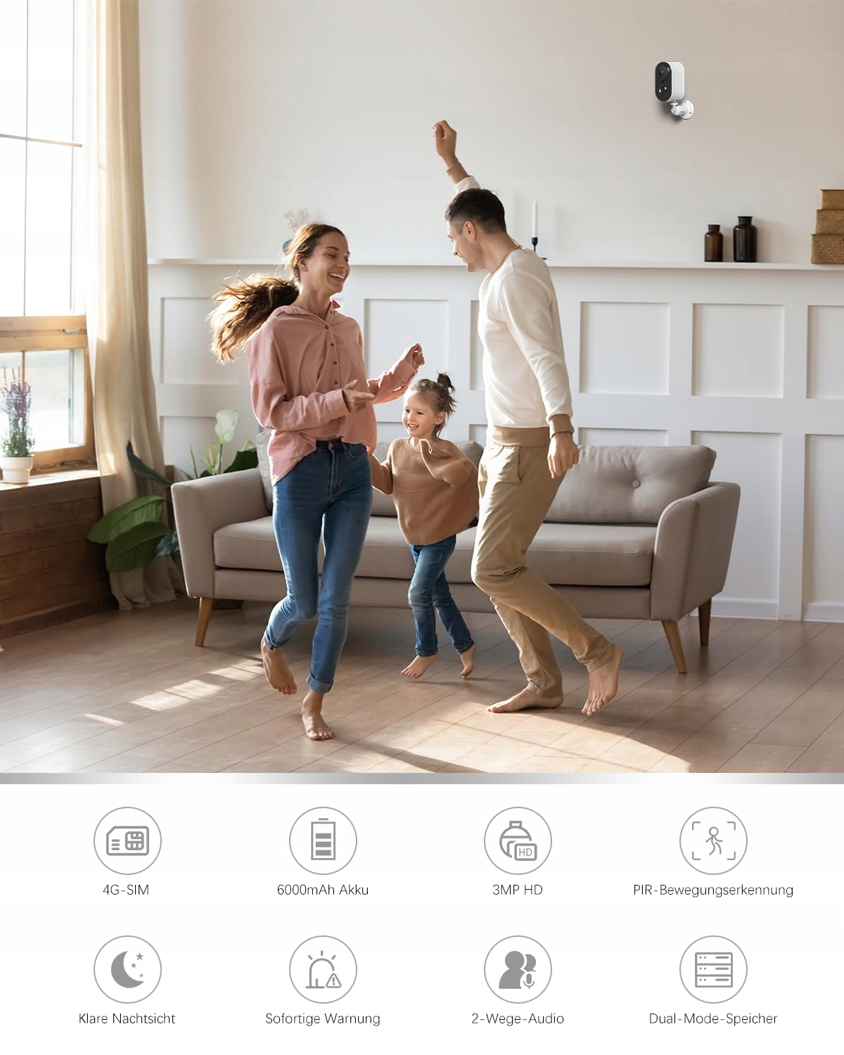 XEGA 3G/4G LTE Kamera Wewnętrzna 2K HD 6000mAh PIR 3MP Audio IP65 — miniatura 2