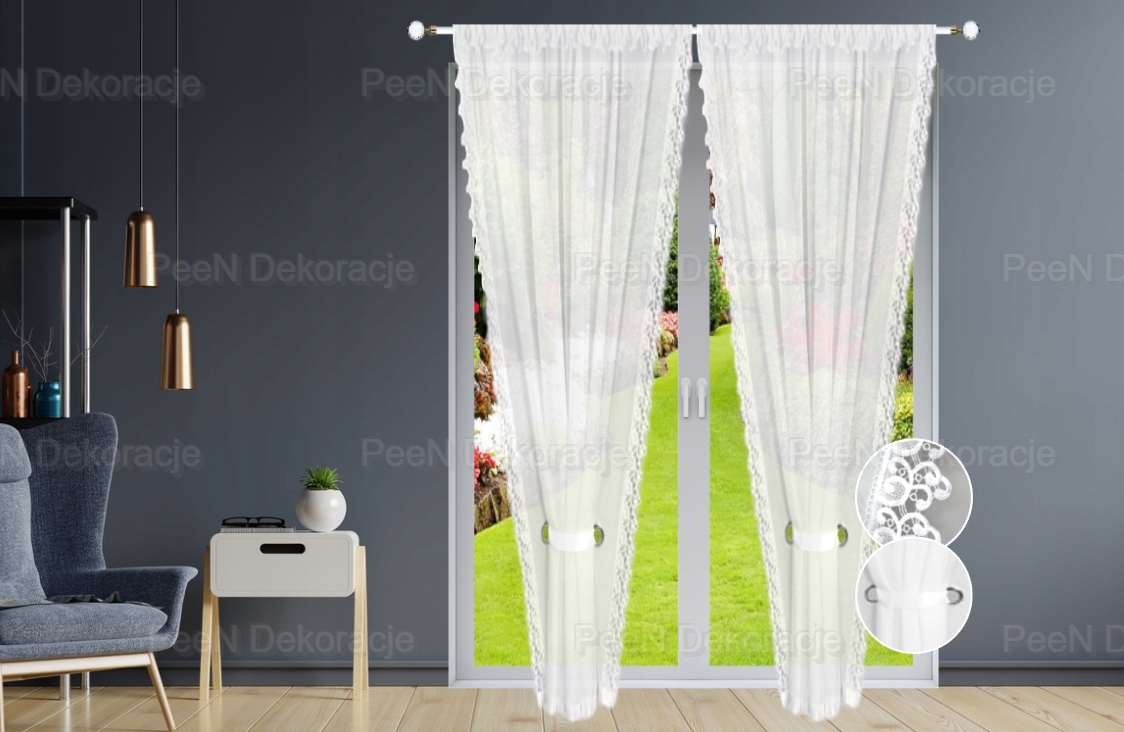 FIRANA GOTOWA 200x220 FIRANY BIAŁA KOKONY GIPIURA Stan opakowania oryginalne