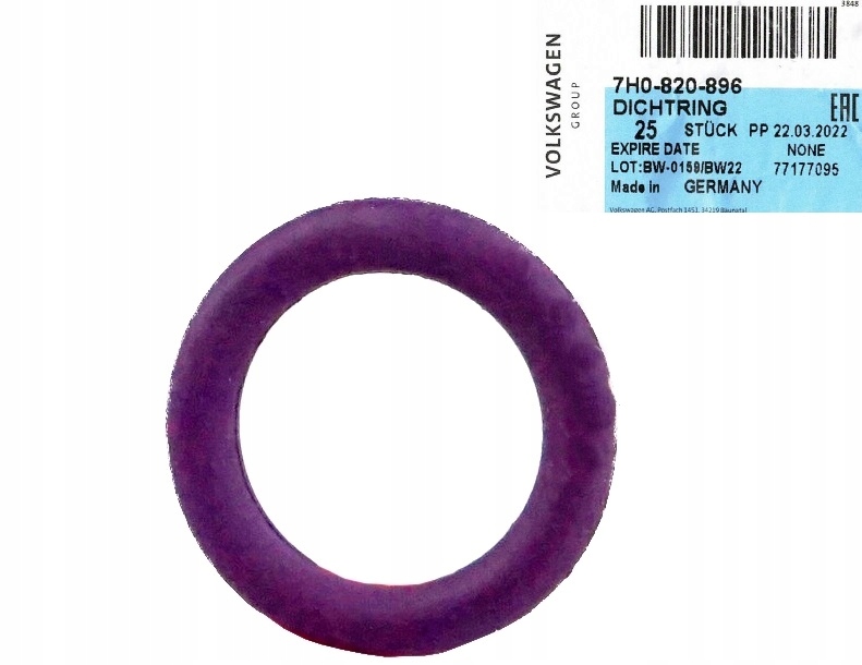ORING O-RING KLIMATYZACJI 7H0820896 ORYGINALNY
