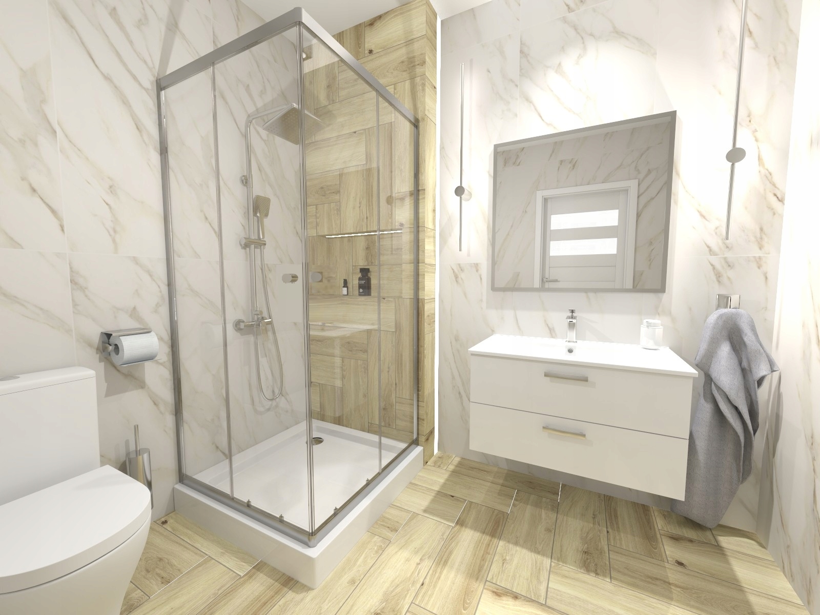 KABINA PRYSZNICOWA Z BRODZIKIEM CHROM DRZWI PRZESUWNE 90x80