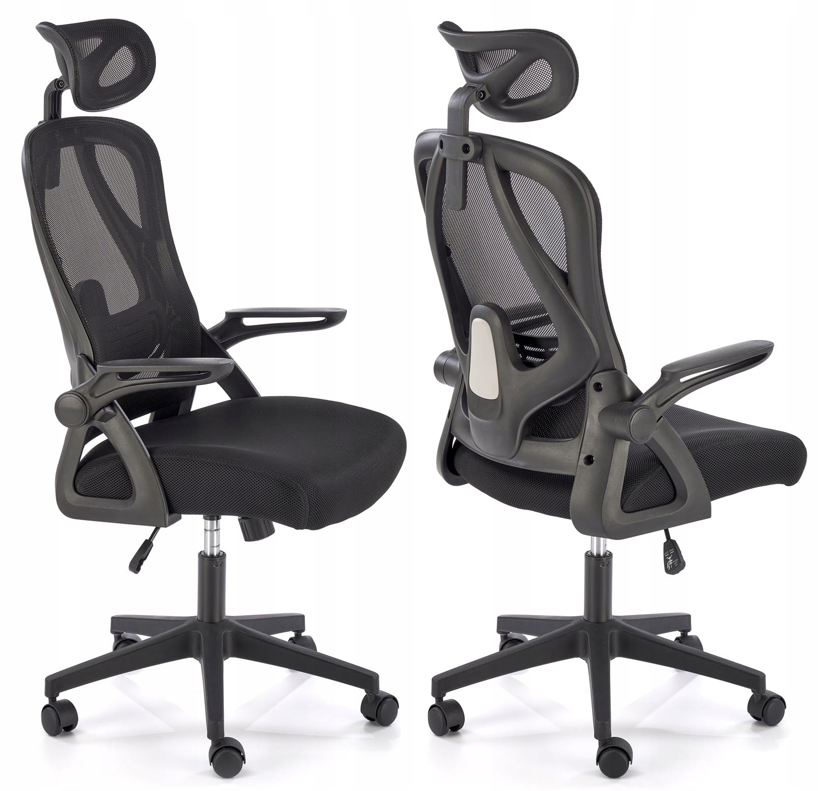 Czarny Fotel biurowy ergonomiczne krzesło obrotowe Negro Halmar