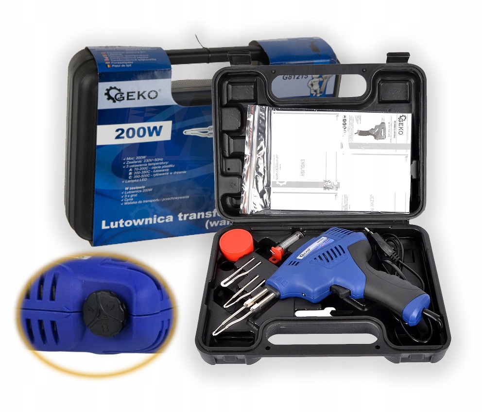 GEKO LUTOWNICA TRANSFORMATOROWA 200W+ WALIZKA