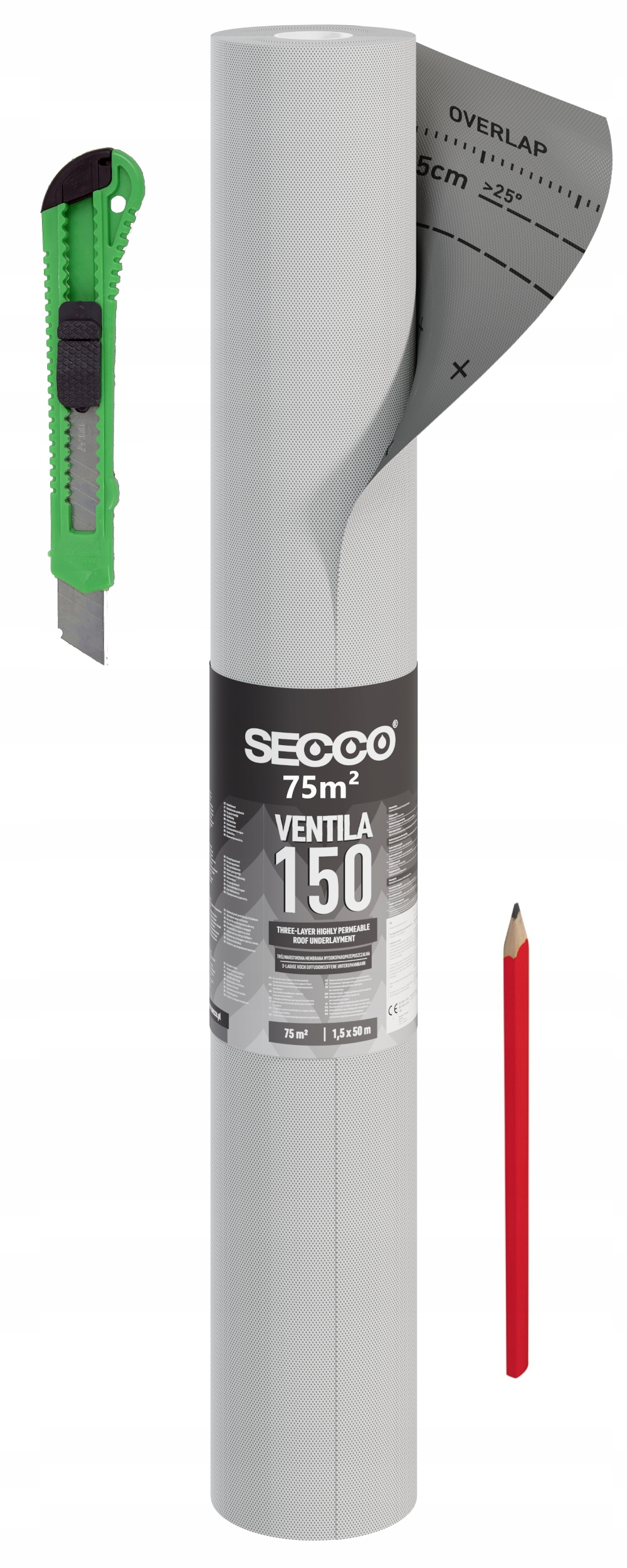 Střešní Membrána Střešní Fólie Secco Větrná Izolace 150 g 1,5 m x 50 m 75 m²