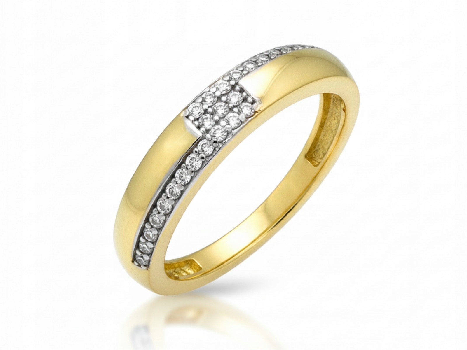 Prstýnek prsten 585 ze žlutého zlata s zirkony r14, snubní prsten 1,88 g