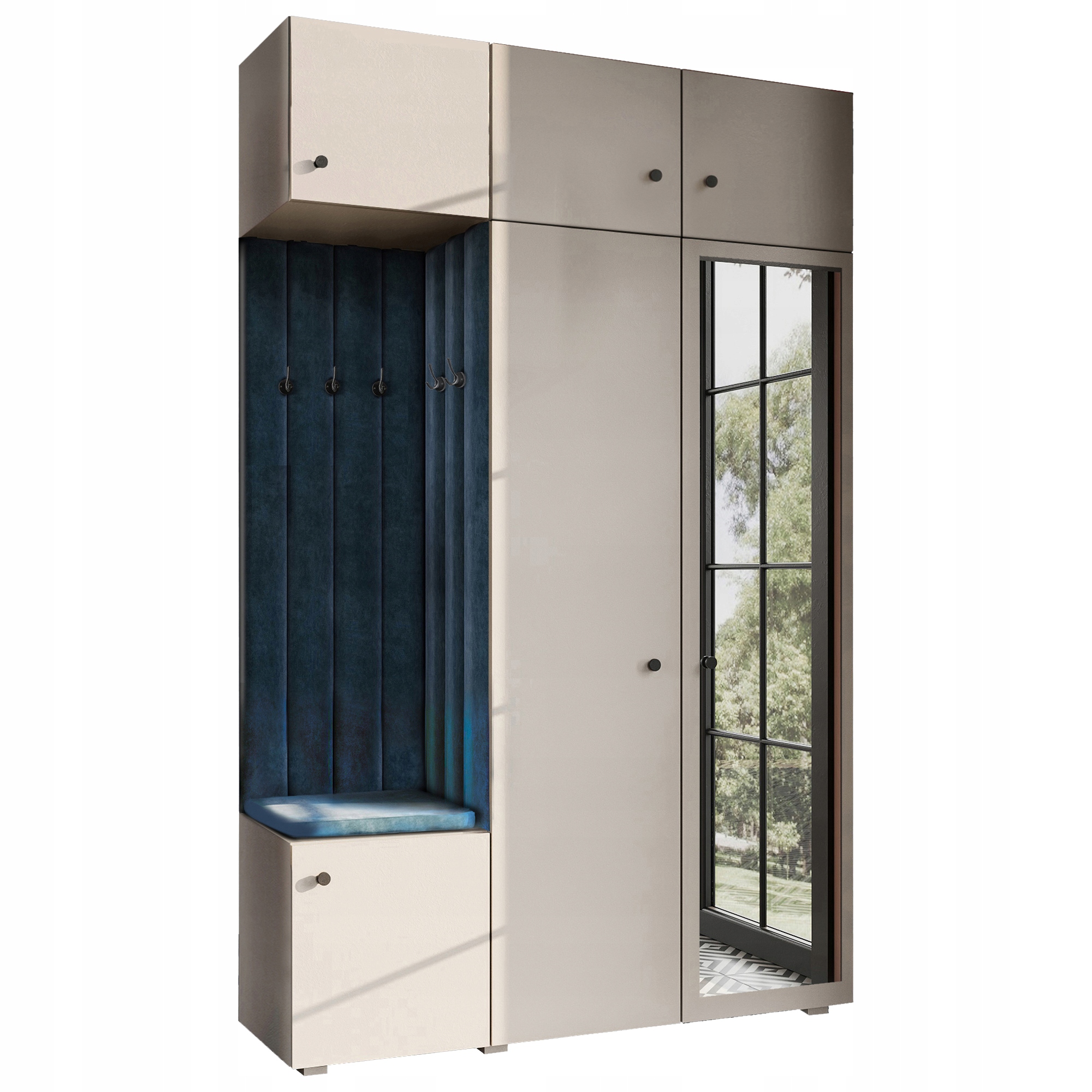 Šatní Skříň Do Předsíně Sedák Zrcadlo Kašmír Gałka Černá 74