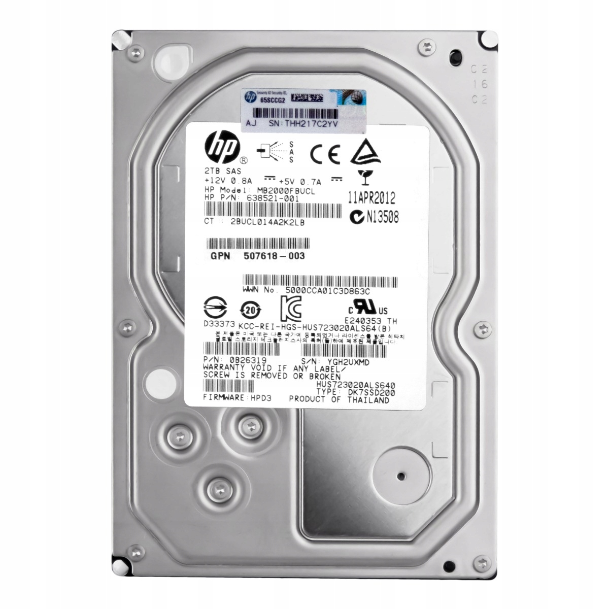 Hp 638521-001 2TB 7.2K 64MB SAS-2 3.5'' MB2000FBUCL