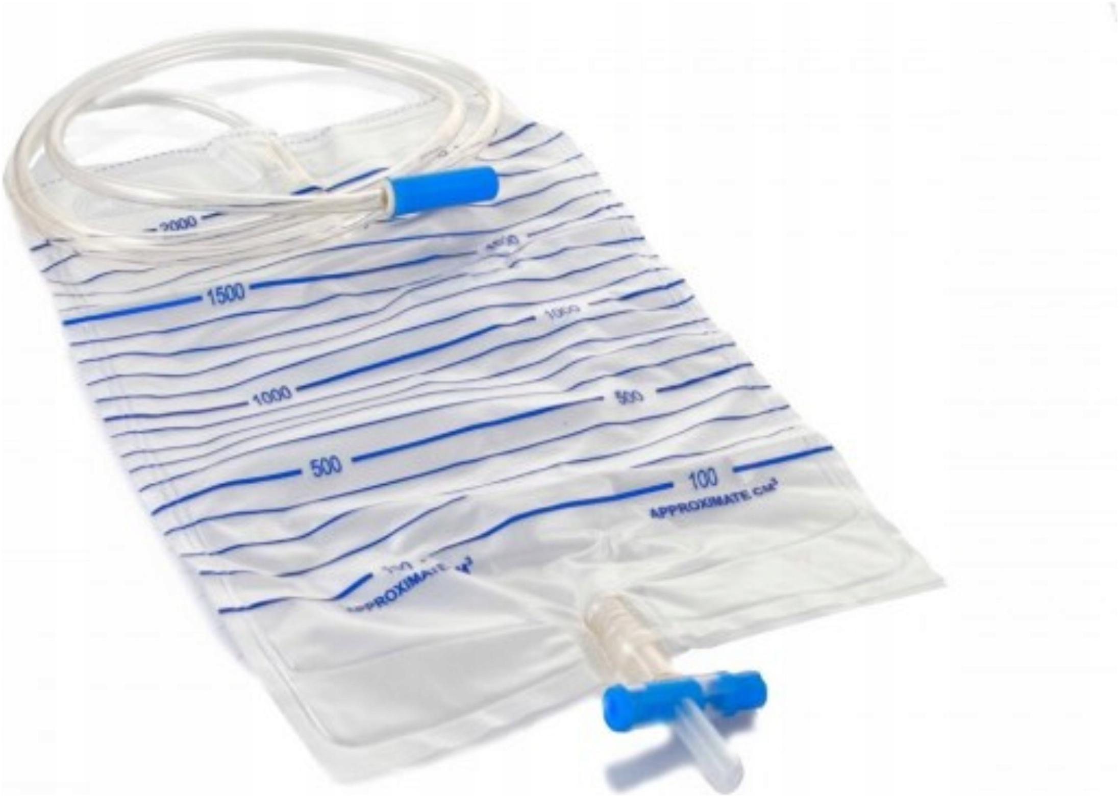 WOREK DO ZBIÓRKI MOCZU 2000 ML 2L 90CM STERYLNY Z ZAWOREM 1 szt