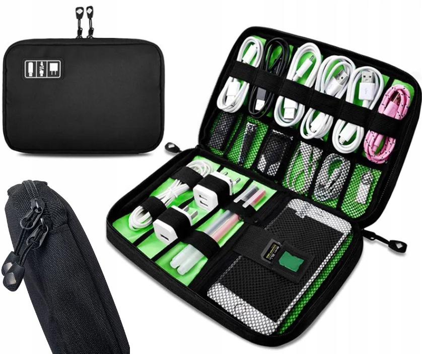 ORGANIZER PODRÓŻNY TORBA KOSMETYCZKA POKROWIEC ETUI NA ŁADOWARKI KABLE