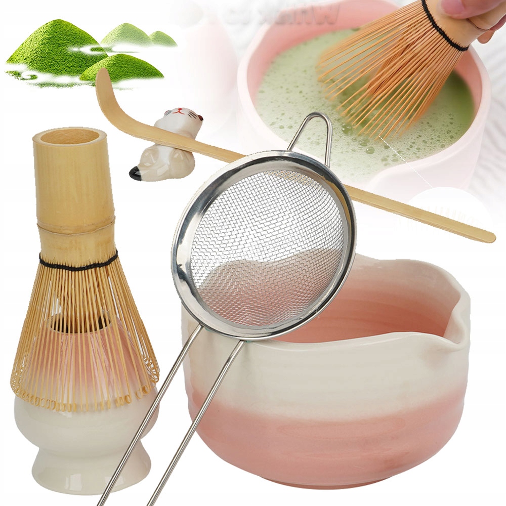 Levně Sada Na Přípravu Matchy S Podstavcem Pod Lžičku Ve Tvaru Kočky