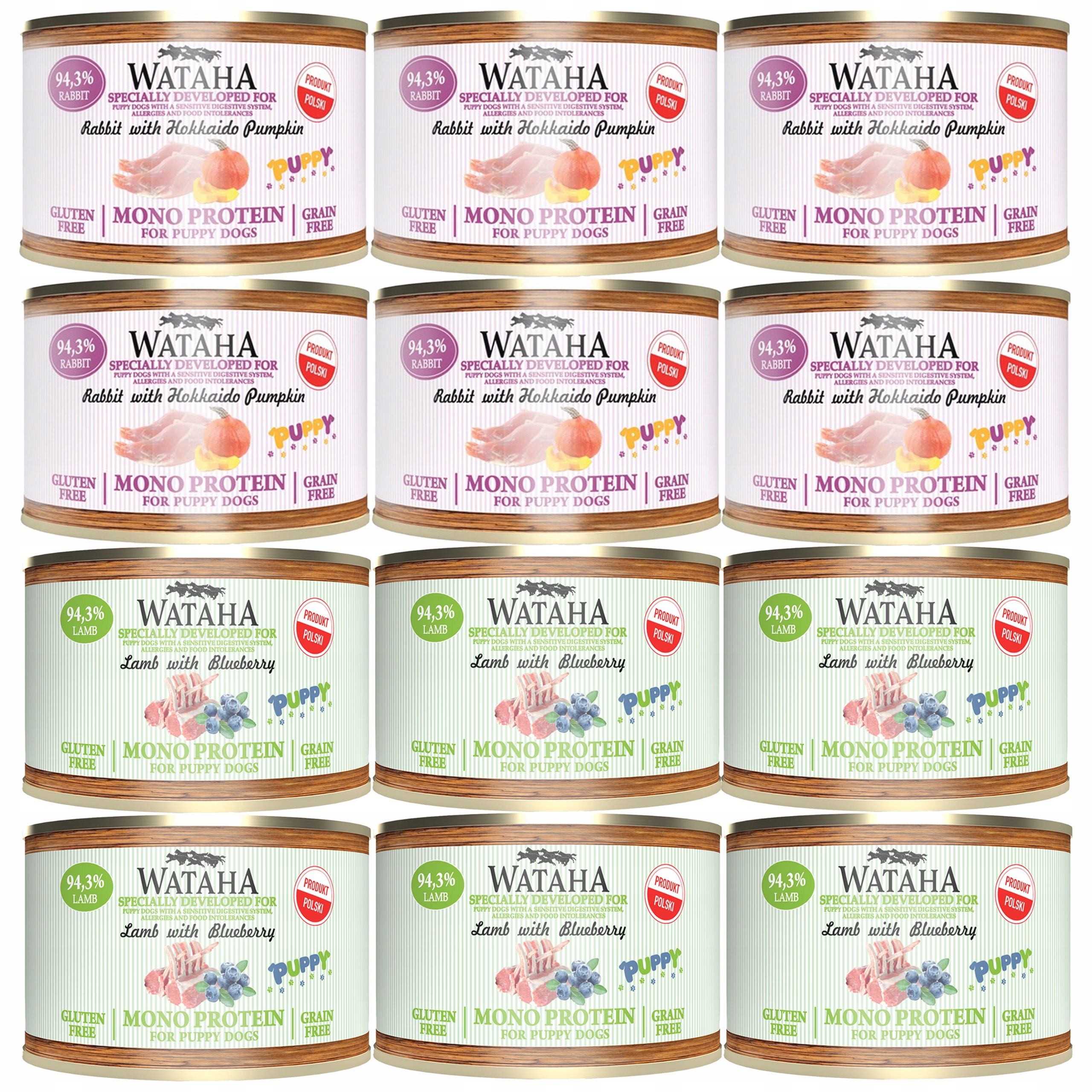 Wataha Mono Puppy vlhké krmivo pro štěňata Mix chutí 12 x 185 g