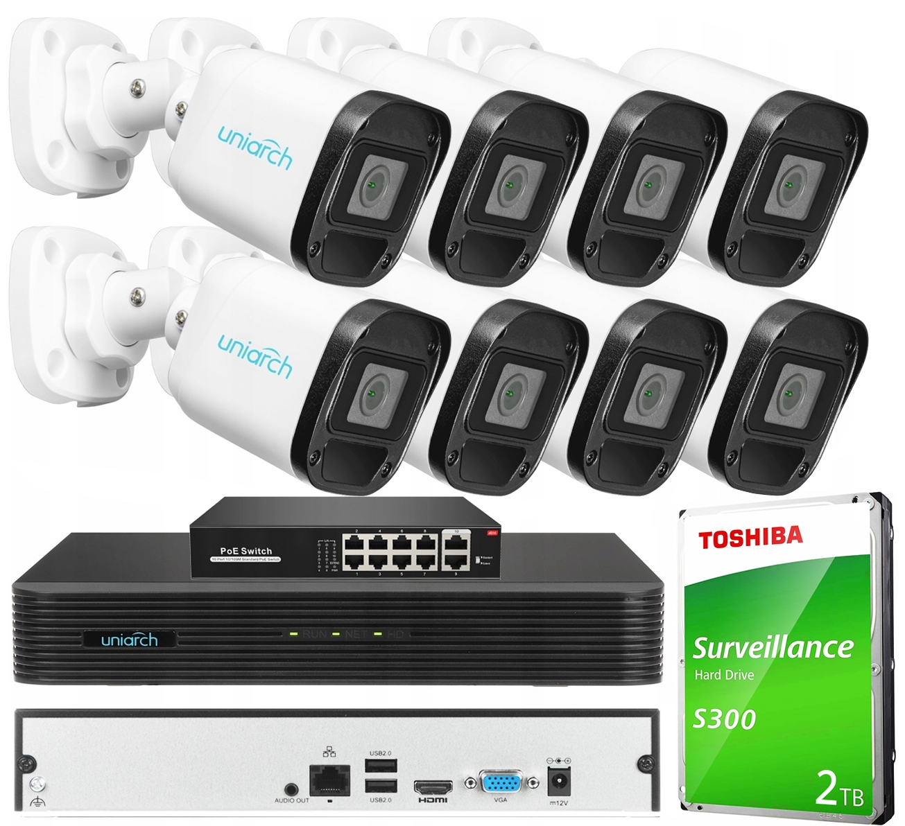Zestaw Monitoringu 8 Kamer 5MP IP Rejestrator 2TB
