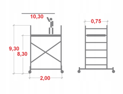 Rusztowanie aluminiowe jezdne Krause ProTec 10,3m Materiał aluminium