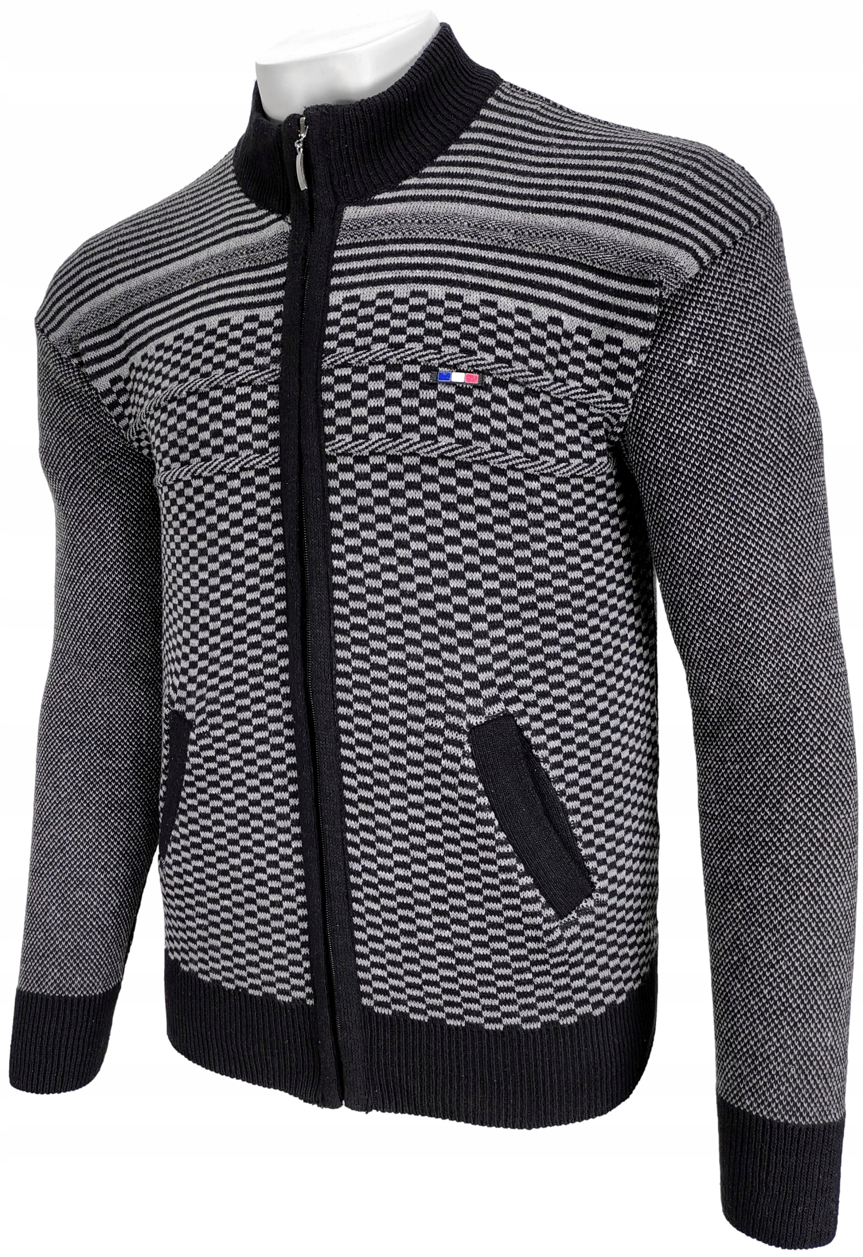Sweter męski rozpinany we wzory czarny R115 r. L Marka inna