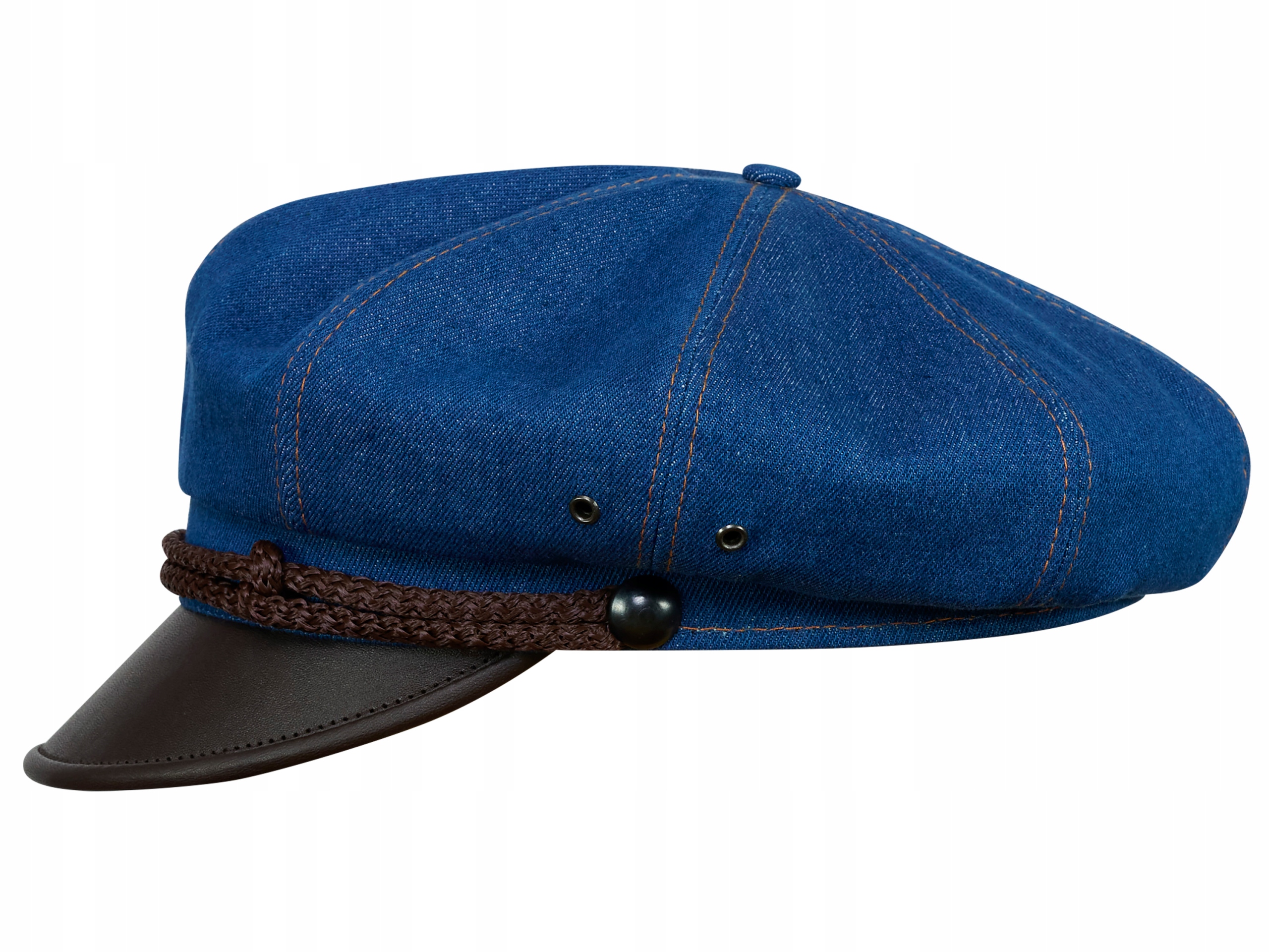 Vintage Czapka Klasyczna Damska Męska Z Daszkiem Ciemny Niebieski Denim 61