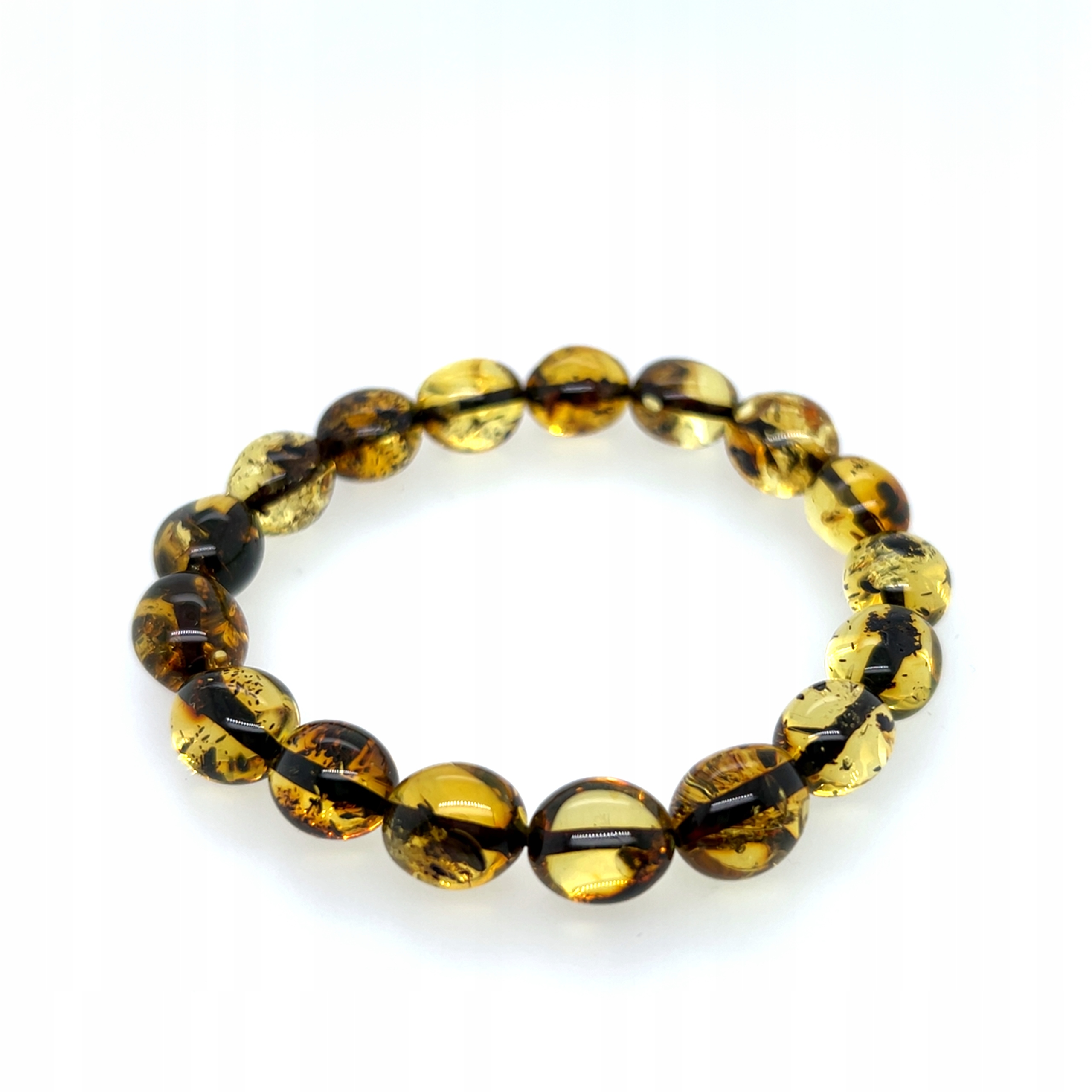 Jantarový náramek na gumičce zelený přírodní baltský jantar Film