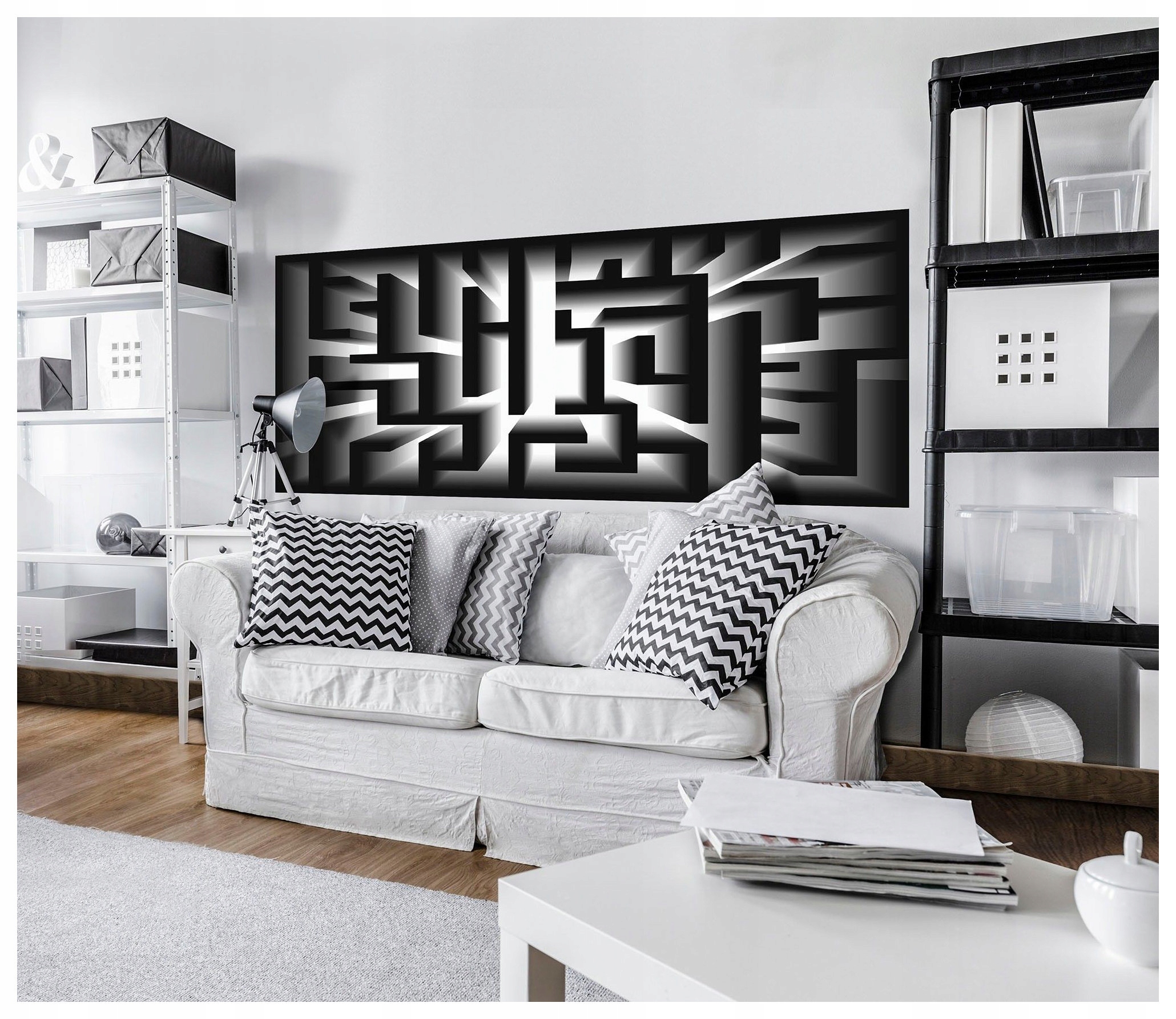 Fototapeta Labyrint 3D Černobílá perspektiva abstrakce 250x104 lepidlo