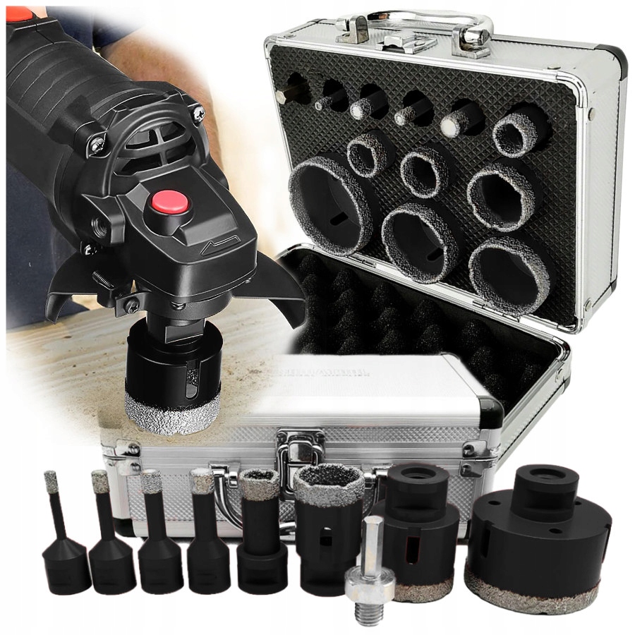 Zestaw Koronka Otwornica Diamentowa do Betonu Wiertło Do Gresu 11szt 6-68MM