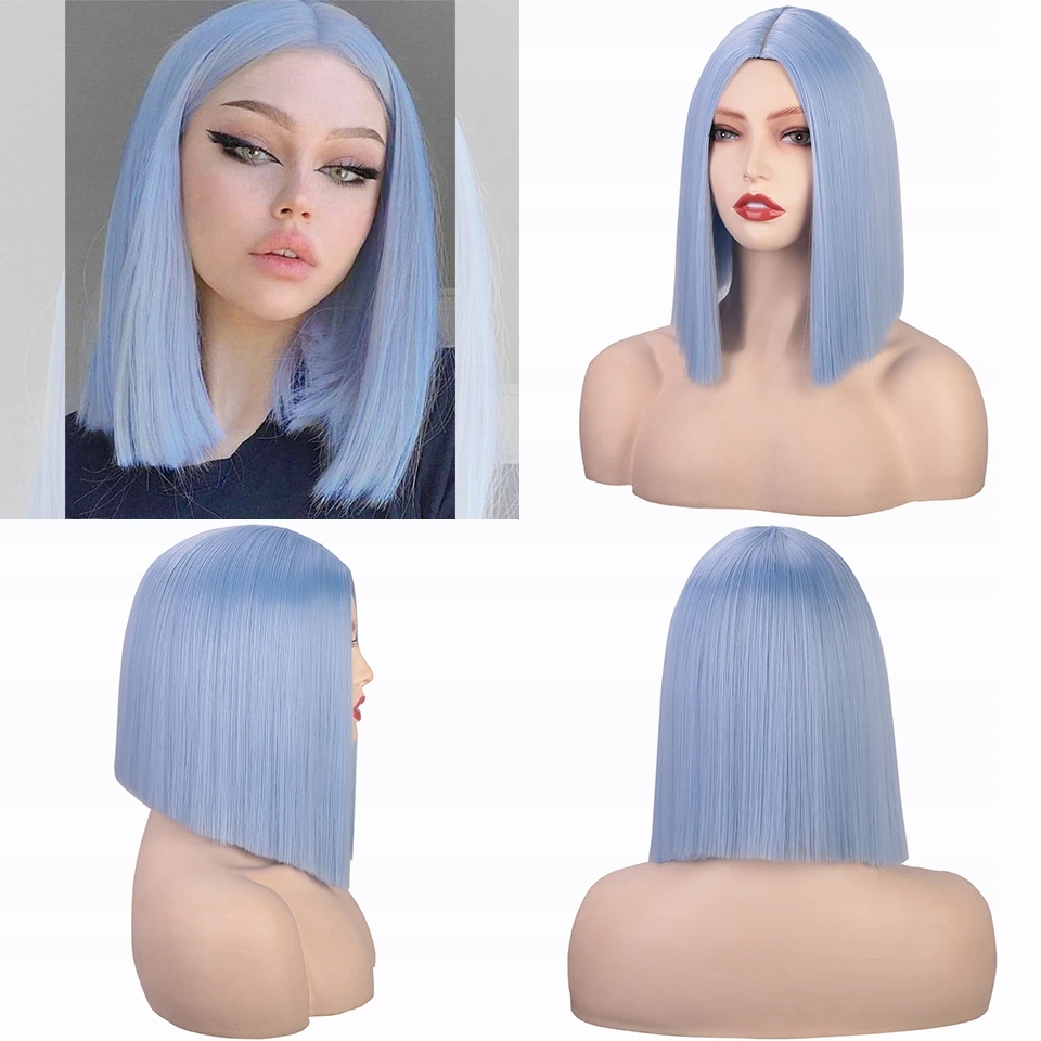 Blankytně modrá paruka Paris krátká