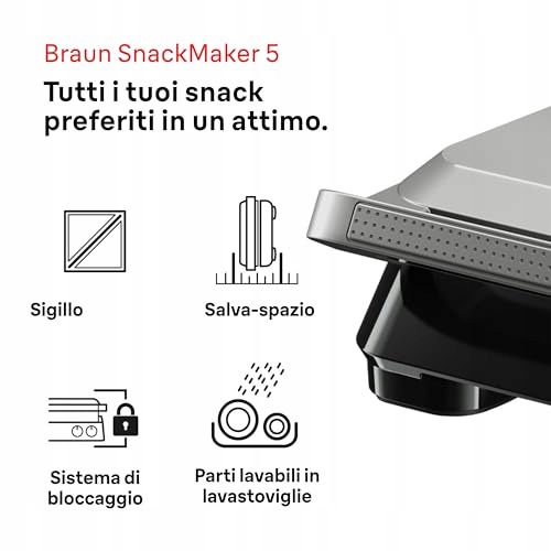 BRAUN SnackMaker 5 SM5005 Grill i Gofrownica 800W Srebrny — miniatura 2