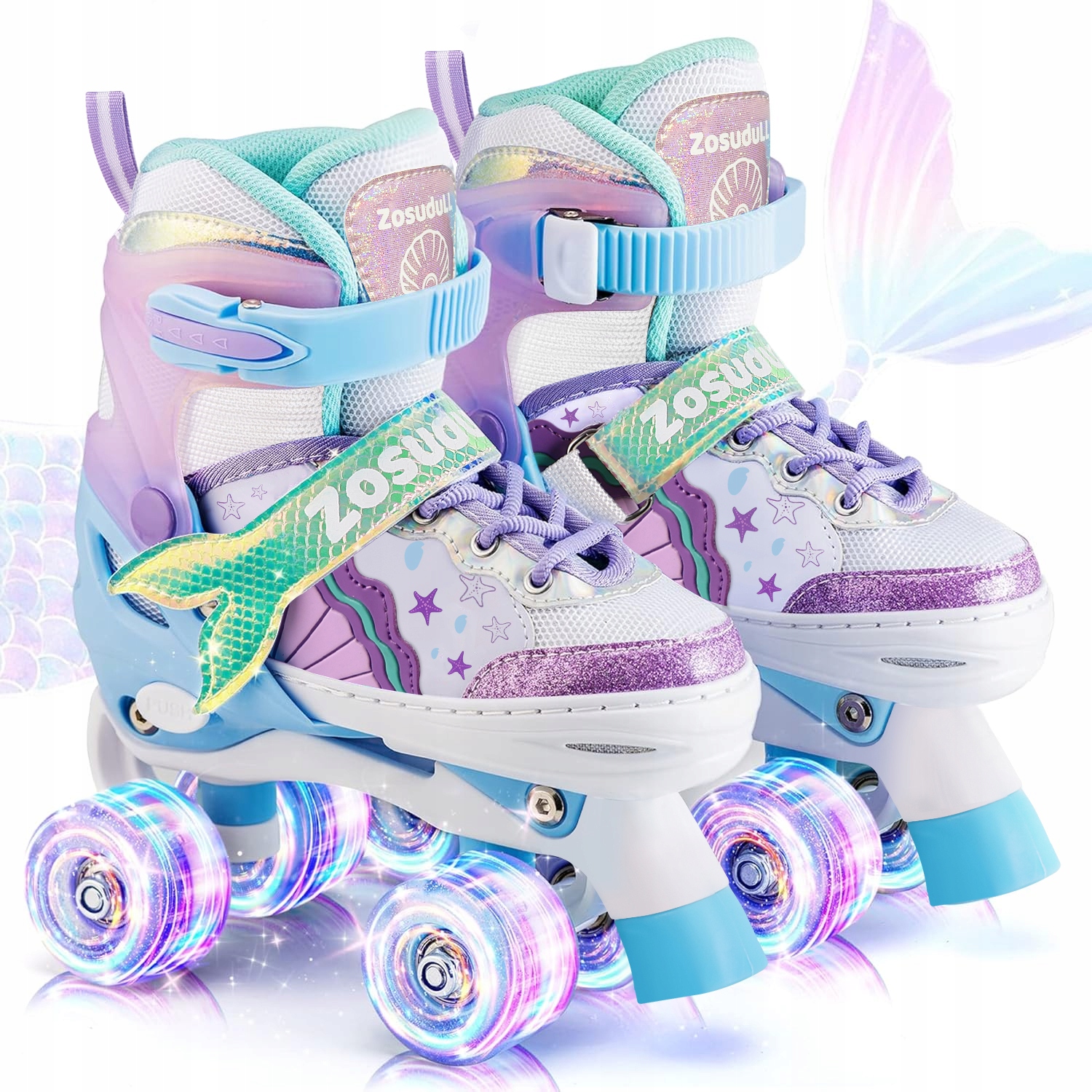 Klasické Kolečkové Brusle Pro Děti S Podsvícenými Kolečky, 4 Velikost, Nastavitelné