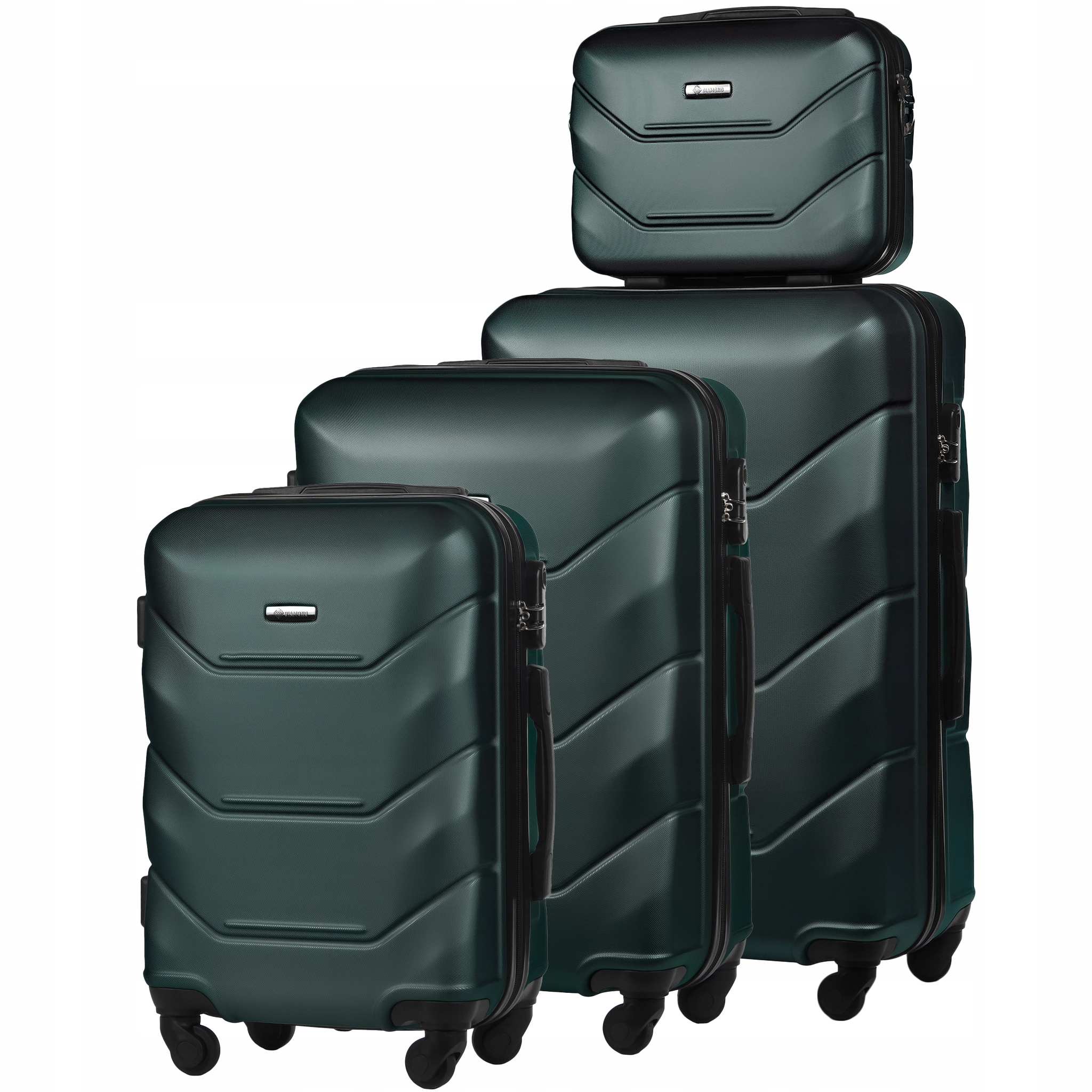 Sada 4v1 Pevných Cestovních Kufrů Zavazadla Komplet Zelená A227 Abs