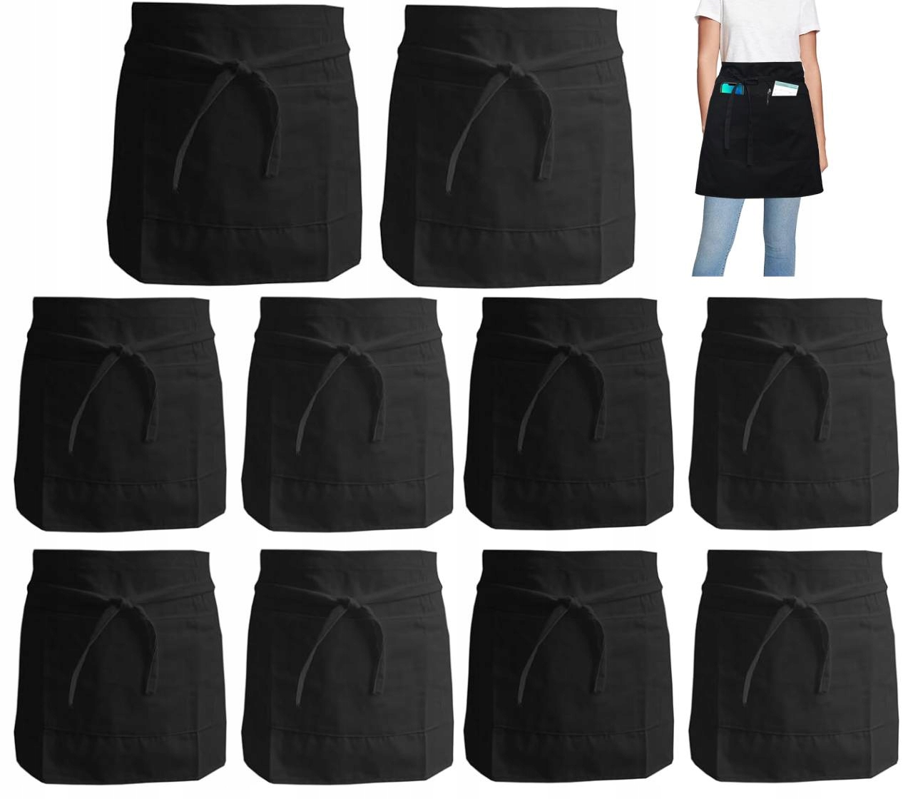 10 ks cateringových zástěr, číšníků, šéfkuchařů, bavlna zástěr 40*5 9 Cm