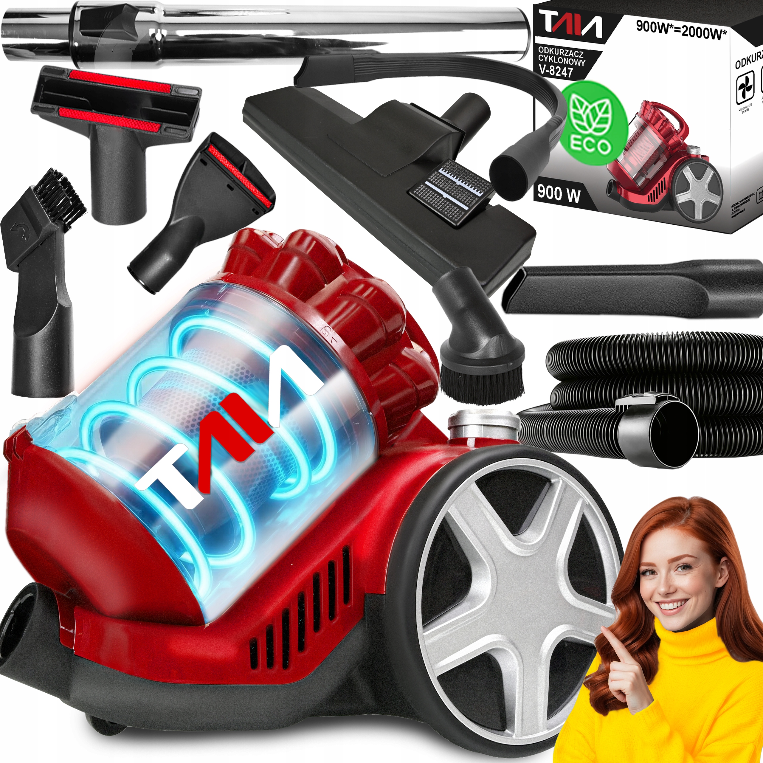 Odkurzacz Bezworkowy Cyklonowy Taia Zestaw 11w1 Hepa Zbiornik 3L Moc Turbo