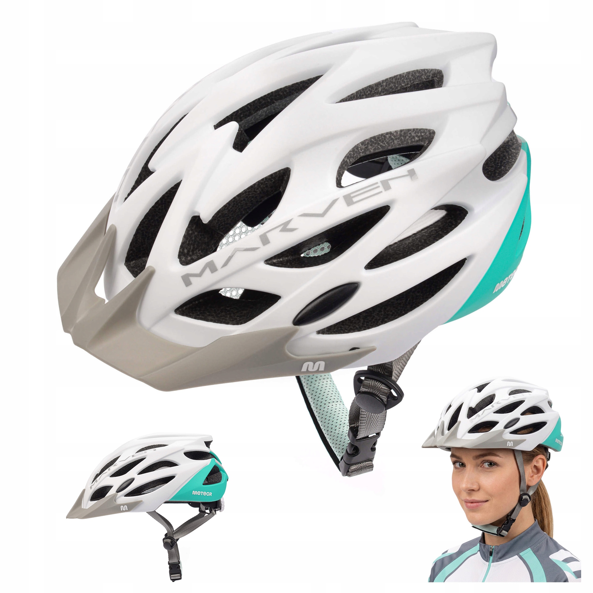 Kask Rowerowy Regulowany Meteor Marven L 58-61cm siatka otwory wentylacyjne