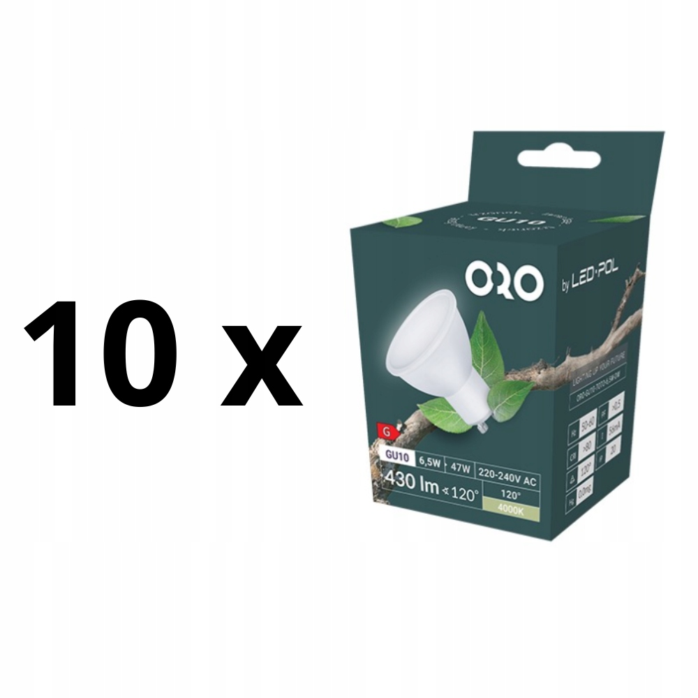 Żarówka GU10 Led_pol Komplet 10 Szt Żarówka Led GU10 6,5W Dw Dzienna