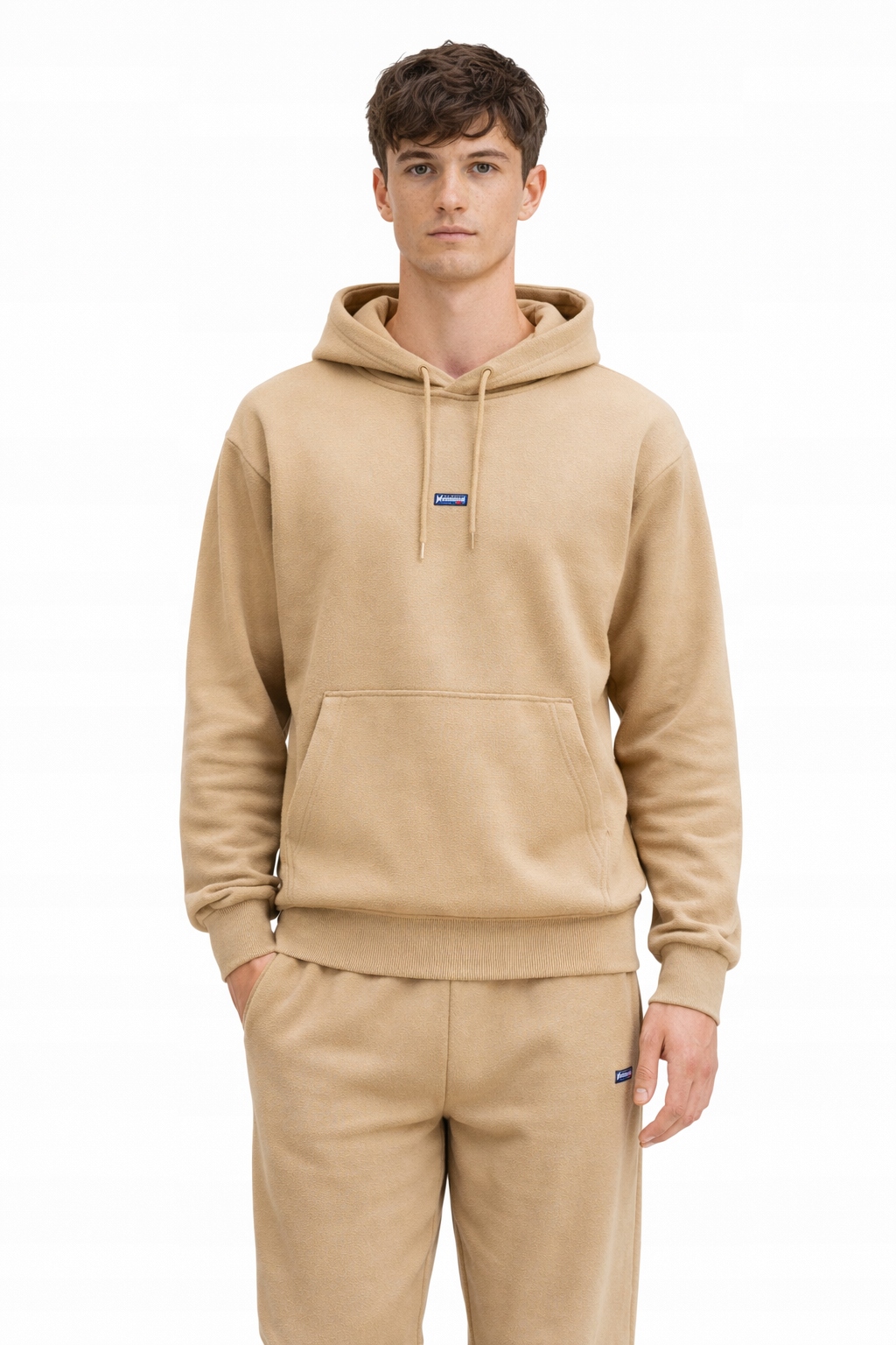 Hugo Béžová Pánská Mikina S Kapucí A Přední Kapsou M I4C