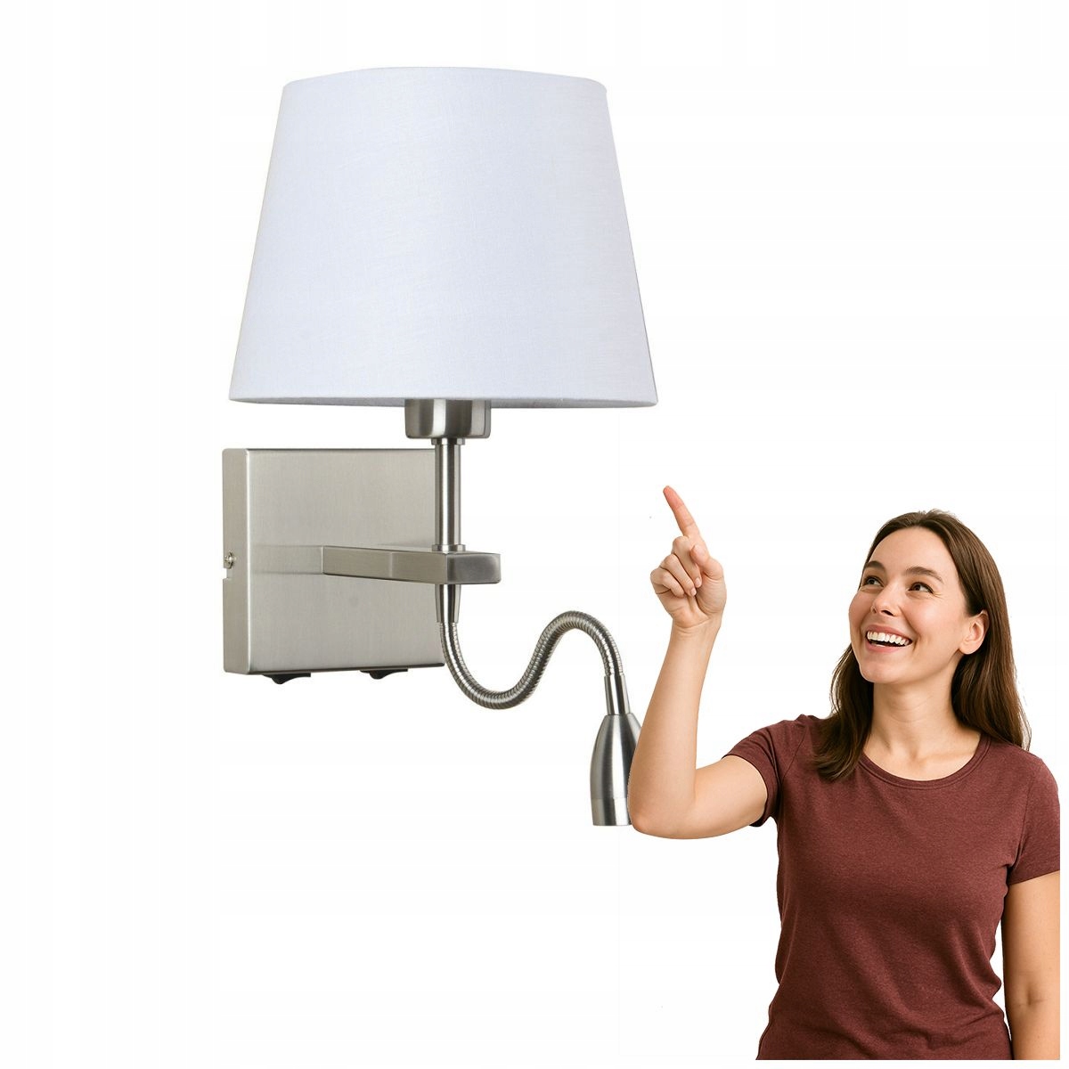 Nástenná lampa Norte strieborná s bielym klasom, Italux