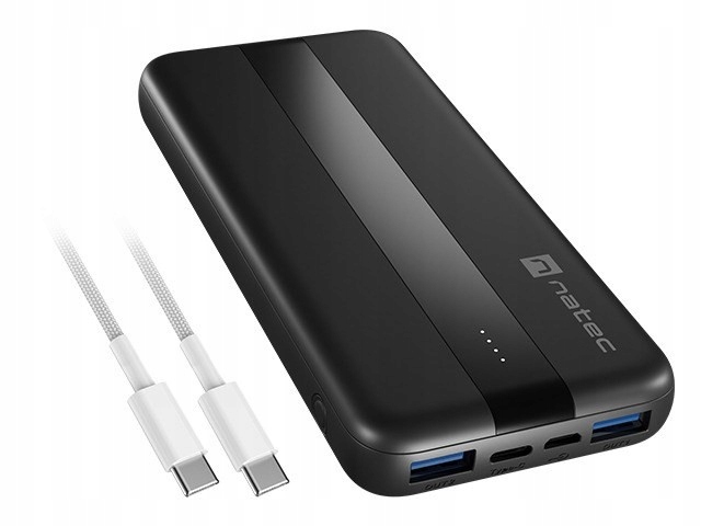 Natec Powerbank Trevi Slim Q V2 10000MAH Pd Usb-c 20W Usb-a 18W Kabel