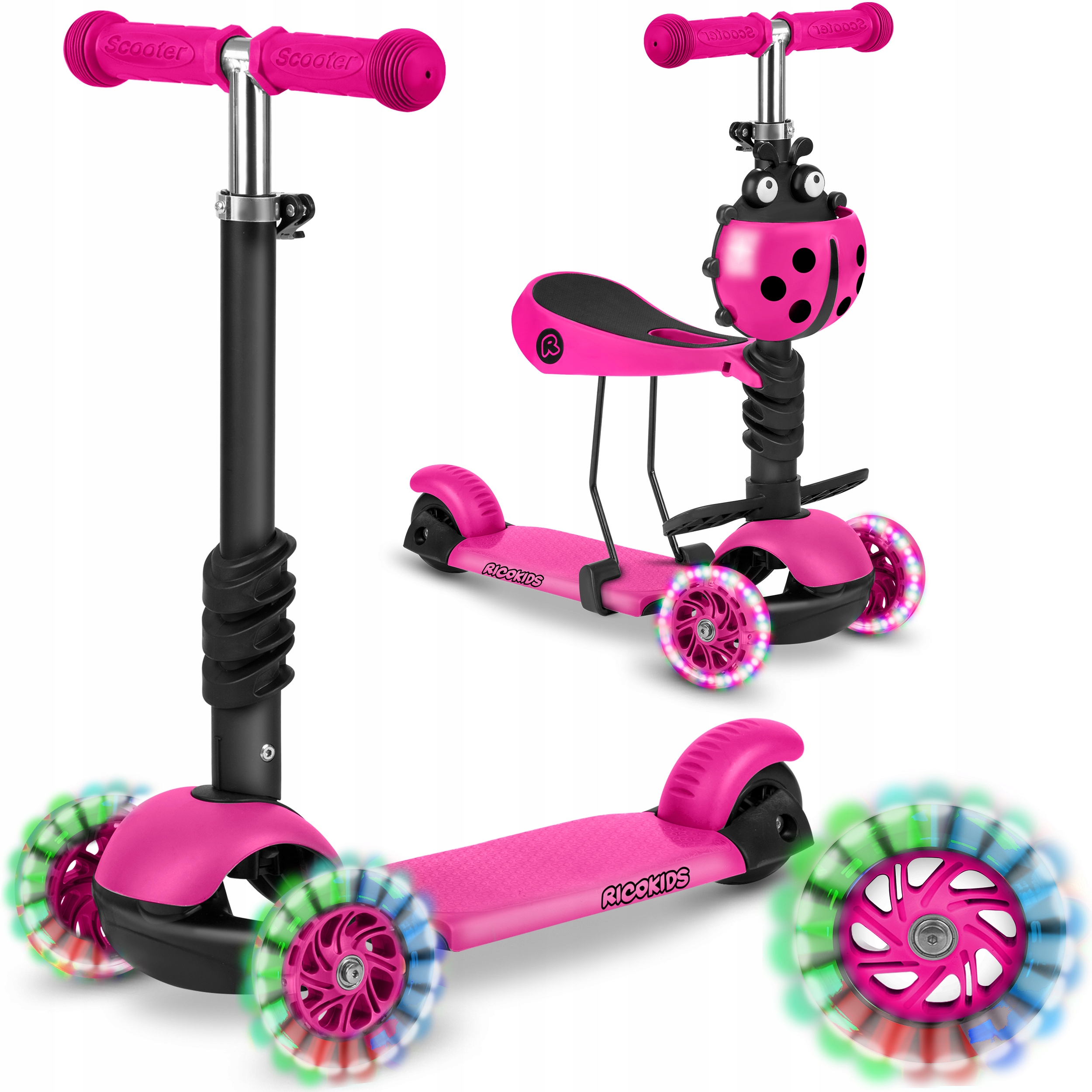 

Hulajnoga Trójkołowa Balansowa Ricokids 3w1 Led