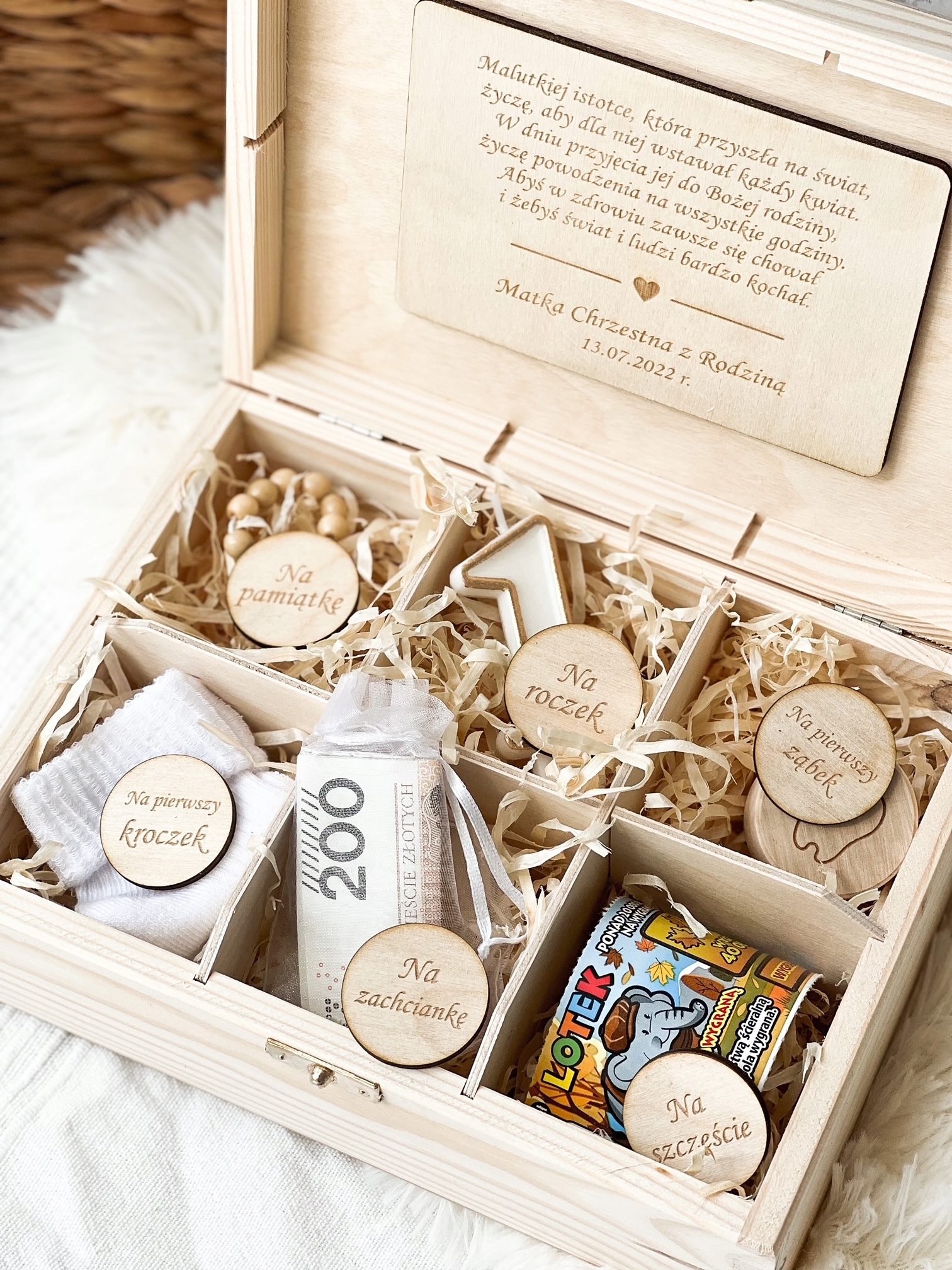 PUDEŁKO WSPOMNIEŃ PREZENT CHRZEST ROCZEK METRYCZKA DLA CHŁOPCA DZIEWCZYNKI Kolor naturalny