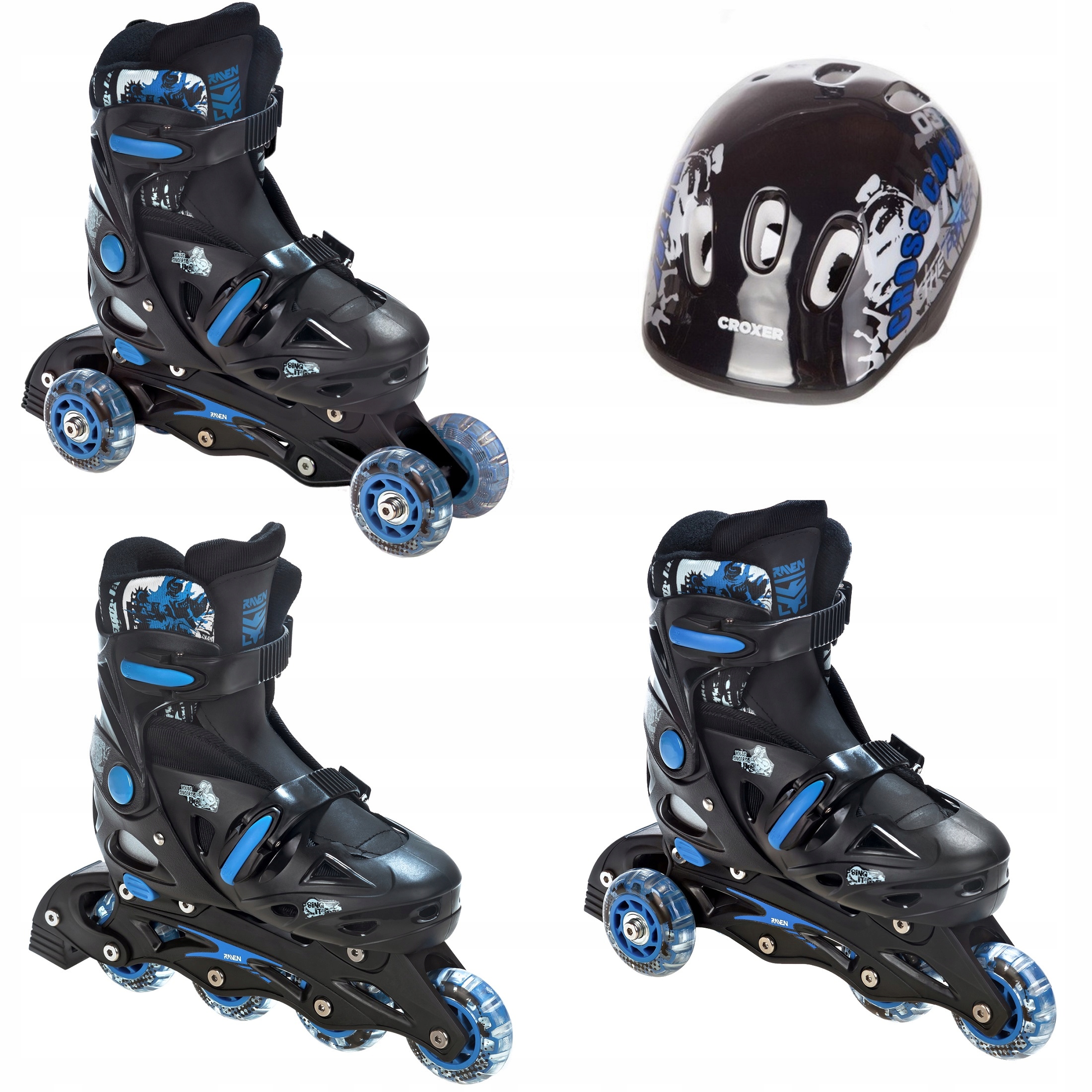 

Rolki Wrotki 3w1 Raven Singer Blue 37-40 kask