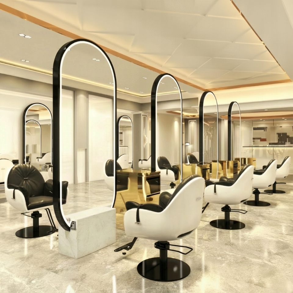 Kadeřnická konzola barberská zrcadlo kadeřnická 200x80 Led