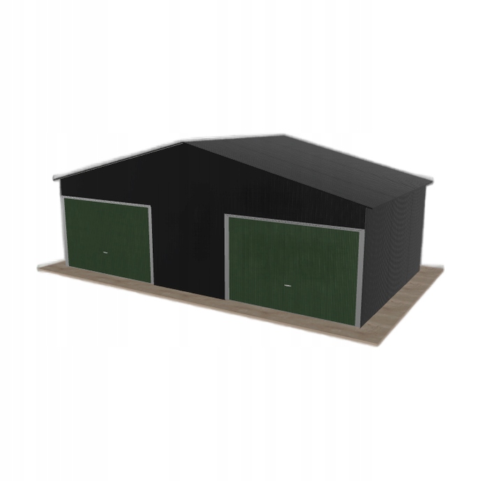 Plechová garáž 8x4.5 m dvoupolohová, dvoupolohová, černá
