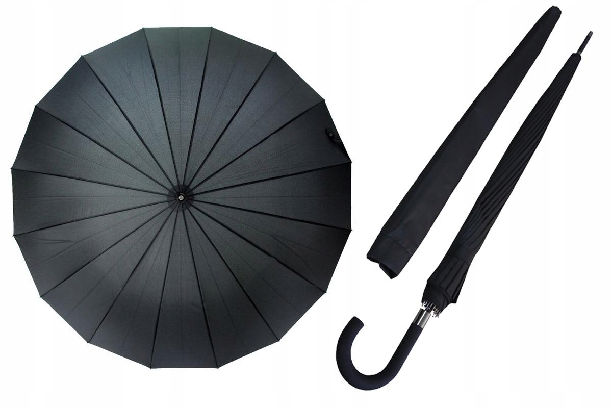AUTOMATYCZNY CZARNY DŁUGI PARASOL MĘSKI XL TIROS Z POKROWCEM