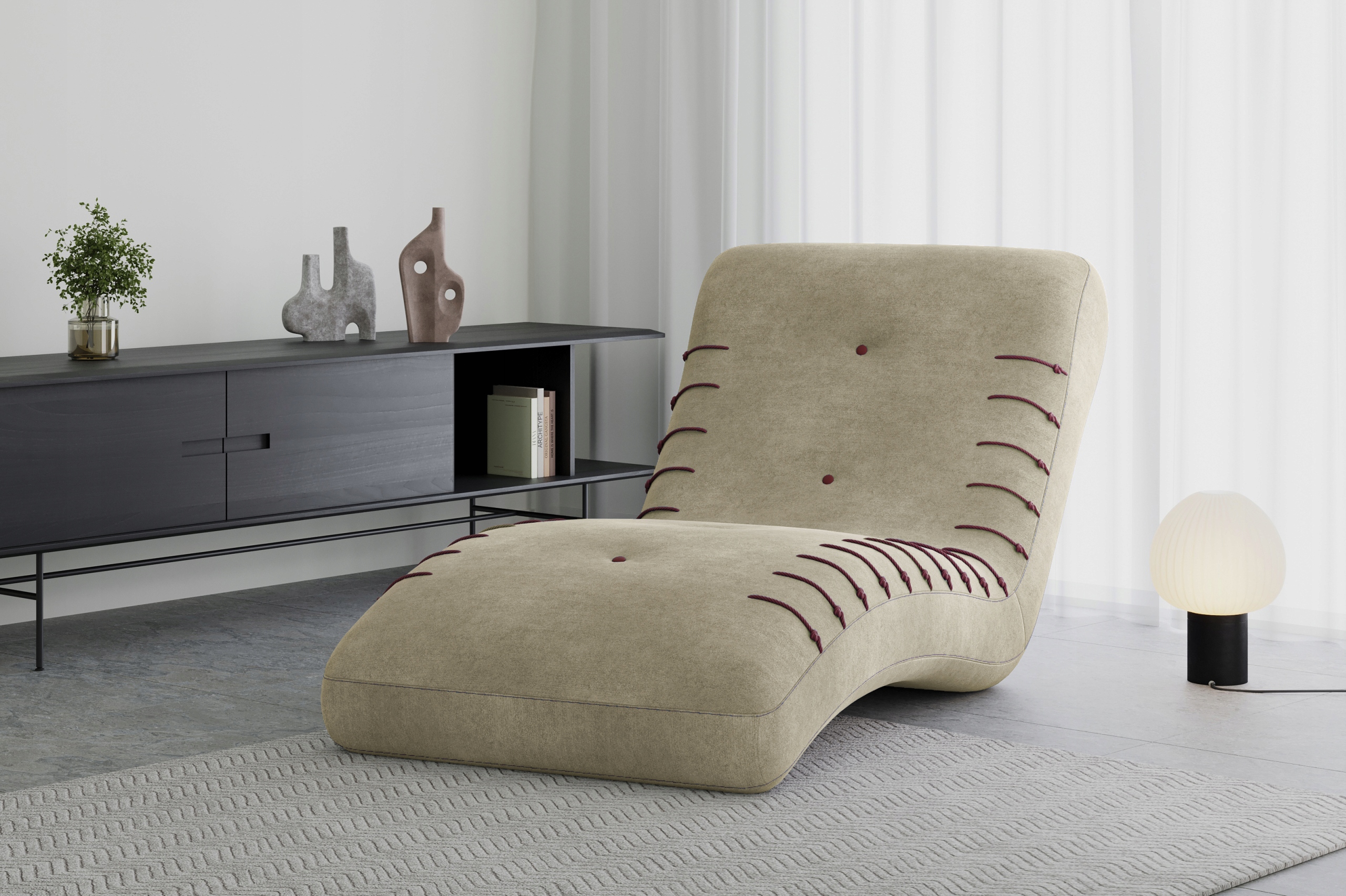 Szezlong SPLINE - Beżowy (Castel 15)