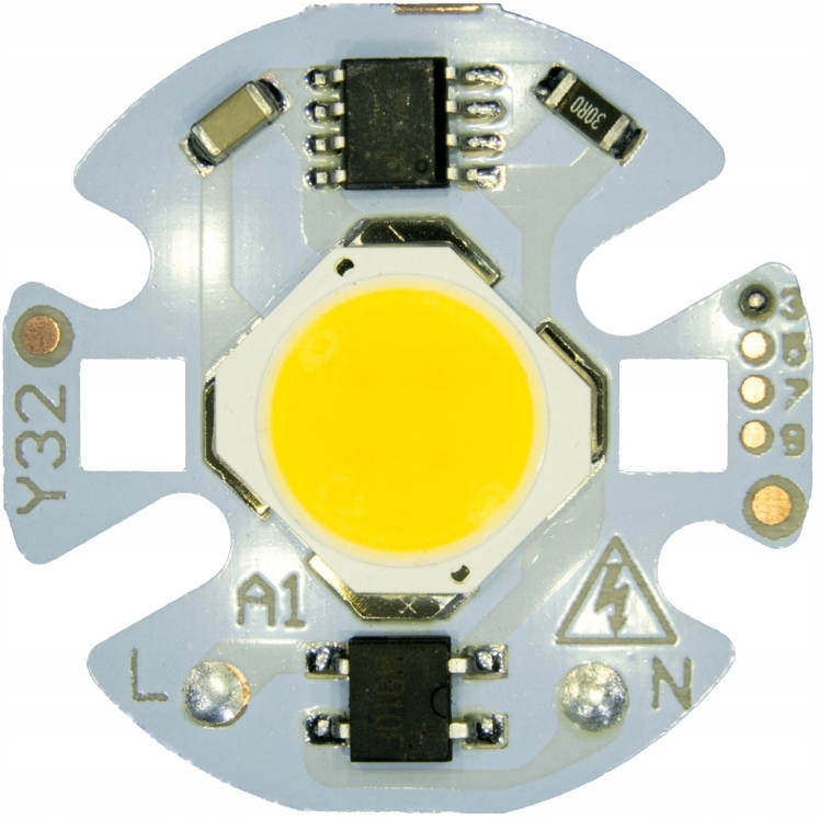 

Dioda Led Cob 7W 690lm Biała 32mm prosto pod 230V