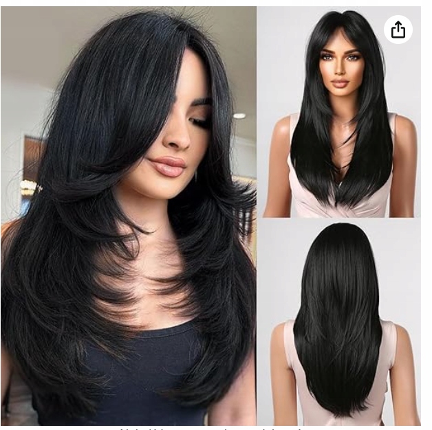 Esmee Paruka Hříva Dlouhé Vlnité Syntetické Vlasy Černá 70cm LC2068-8