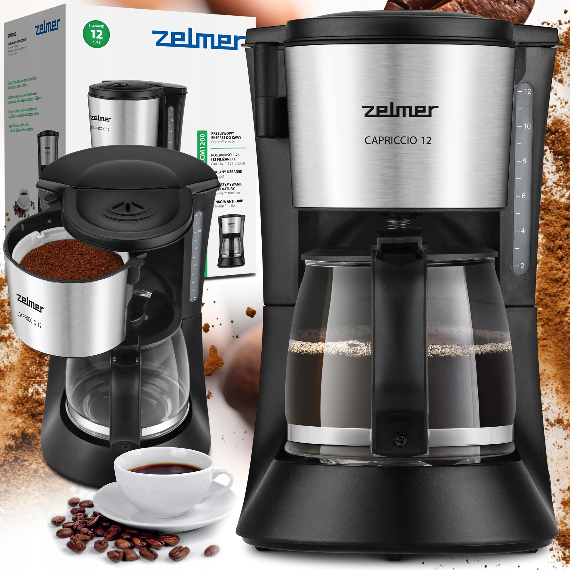 Ekspres przelewowy Zelmer Zcm 1200 ZCM1200 680W 1,2l